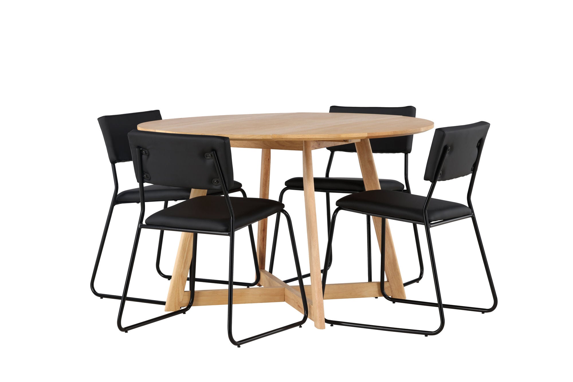 Venture Home Yakidon spisebord - Rubberwood / Oaklook MDF +Kenth stol - Black / Black PU _4