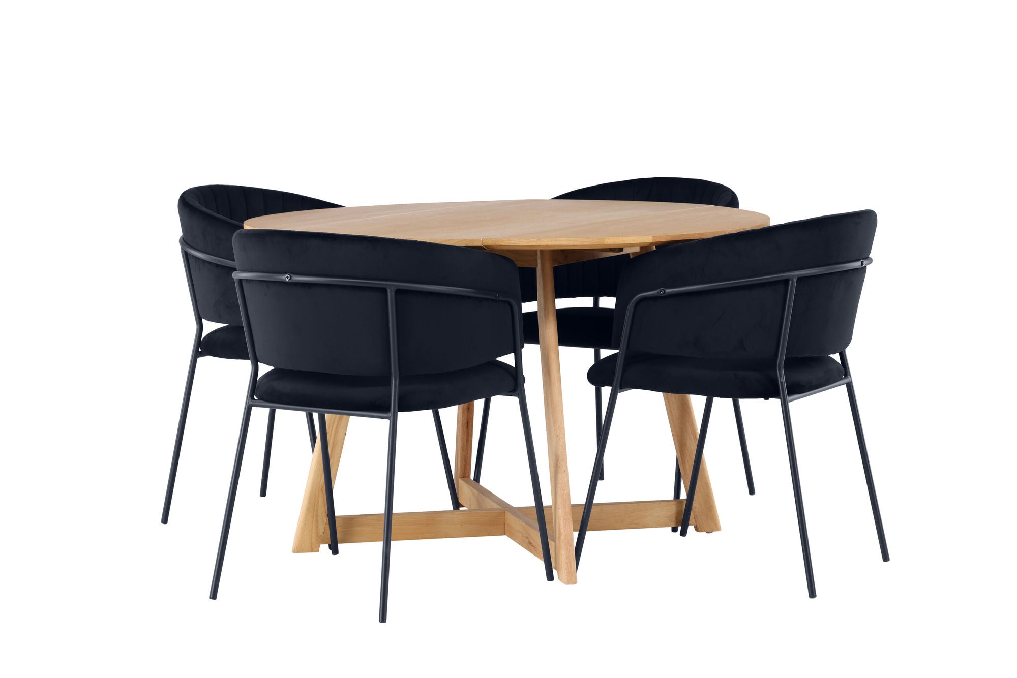 Venture Home Yakidon spisebord - Rubberwood / Oaklook MDF +Selma Spisebordsstol - Black / Black Velvet _4