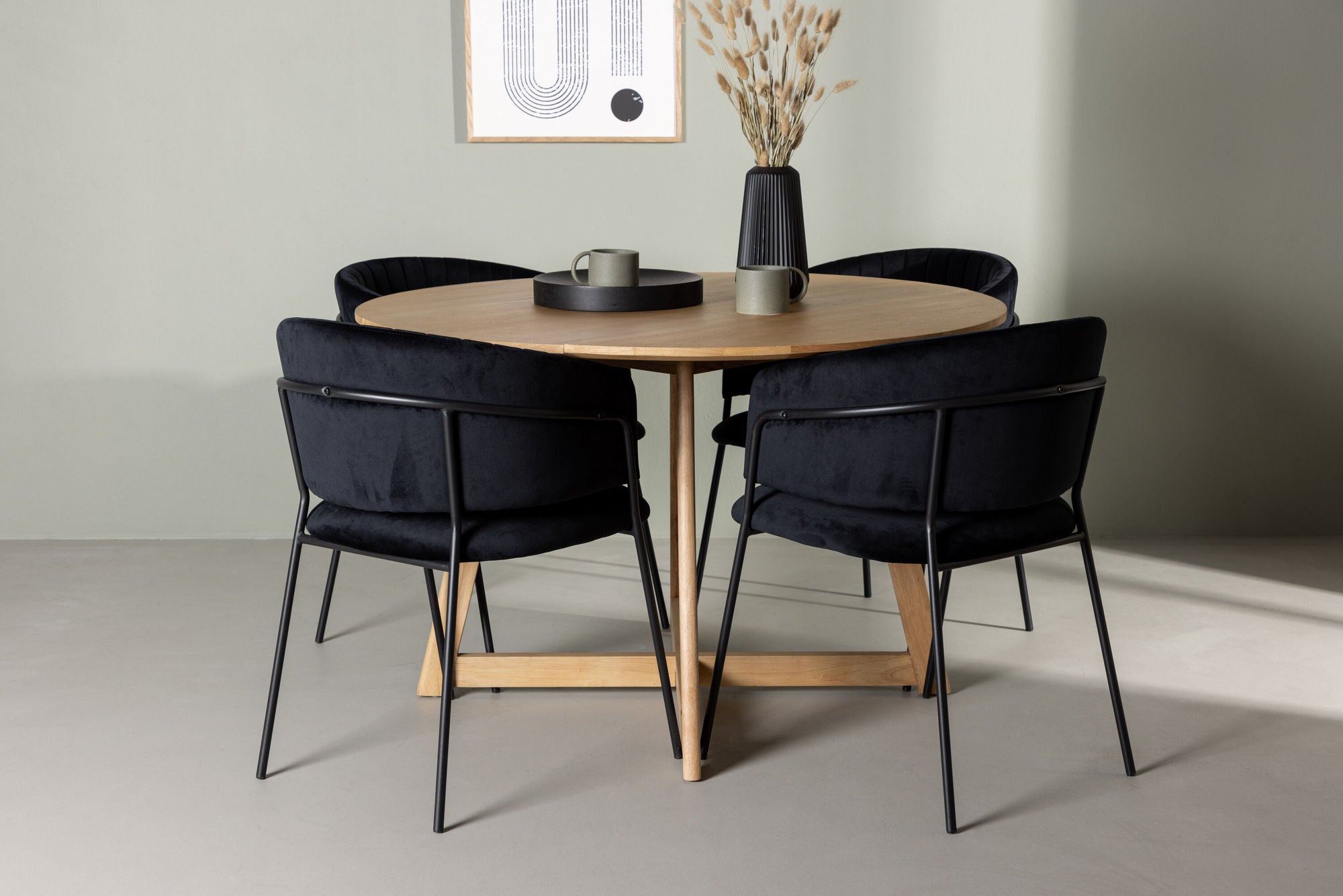 Venture Home Yakidon spisebord - Rubberwood / Oaklook MDF +Selma Spisebordsstol - Black / Black Velvet _4