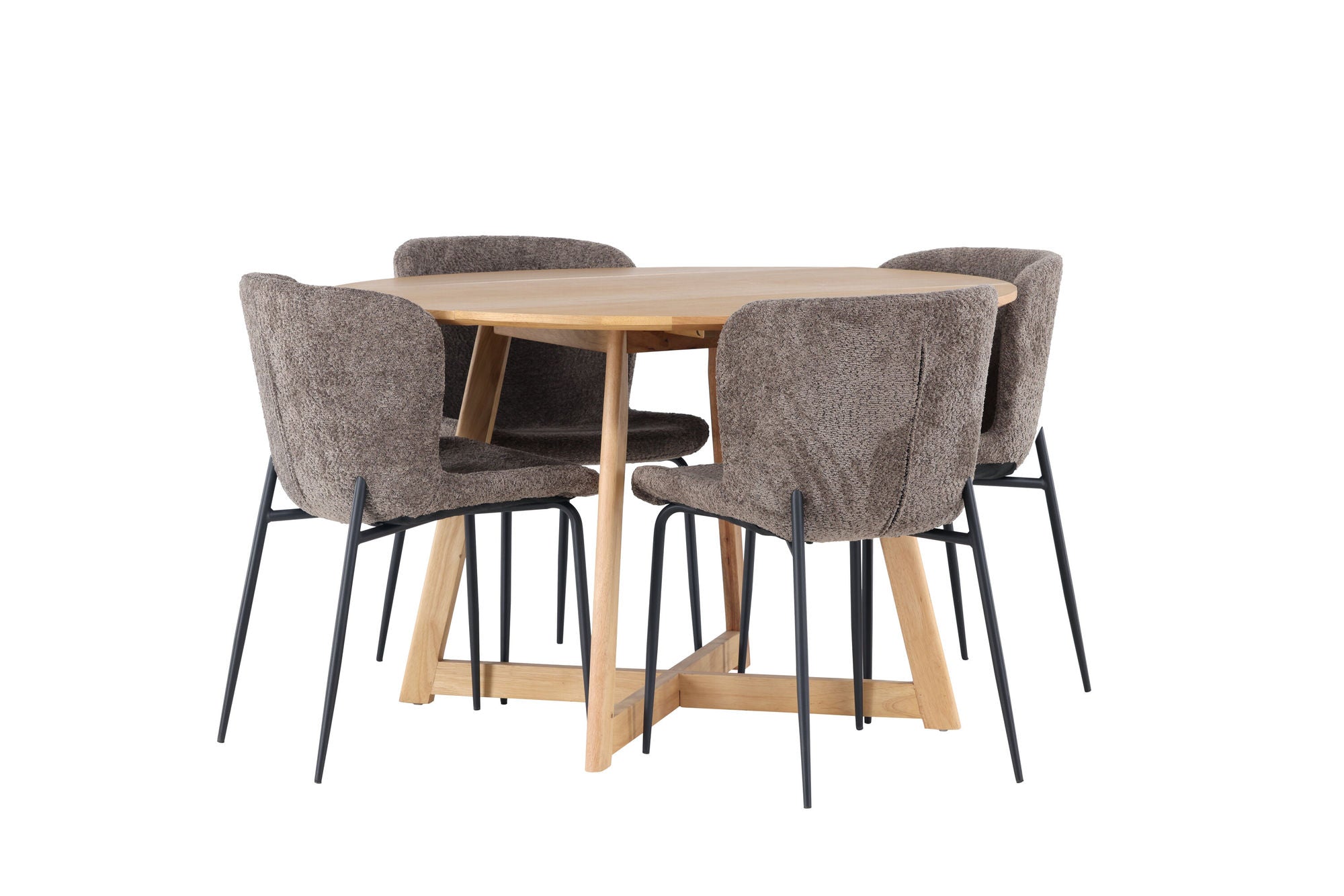 Venture Home Yakidon spisebord - Rubberwood / Oaklook MDF +Modesto Spisebordsstol - Grey / Smoked Black Boucle _4