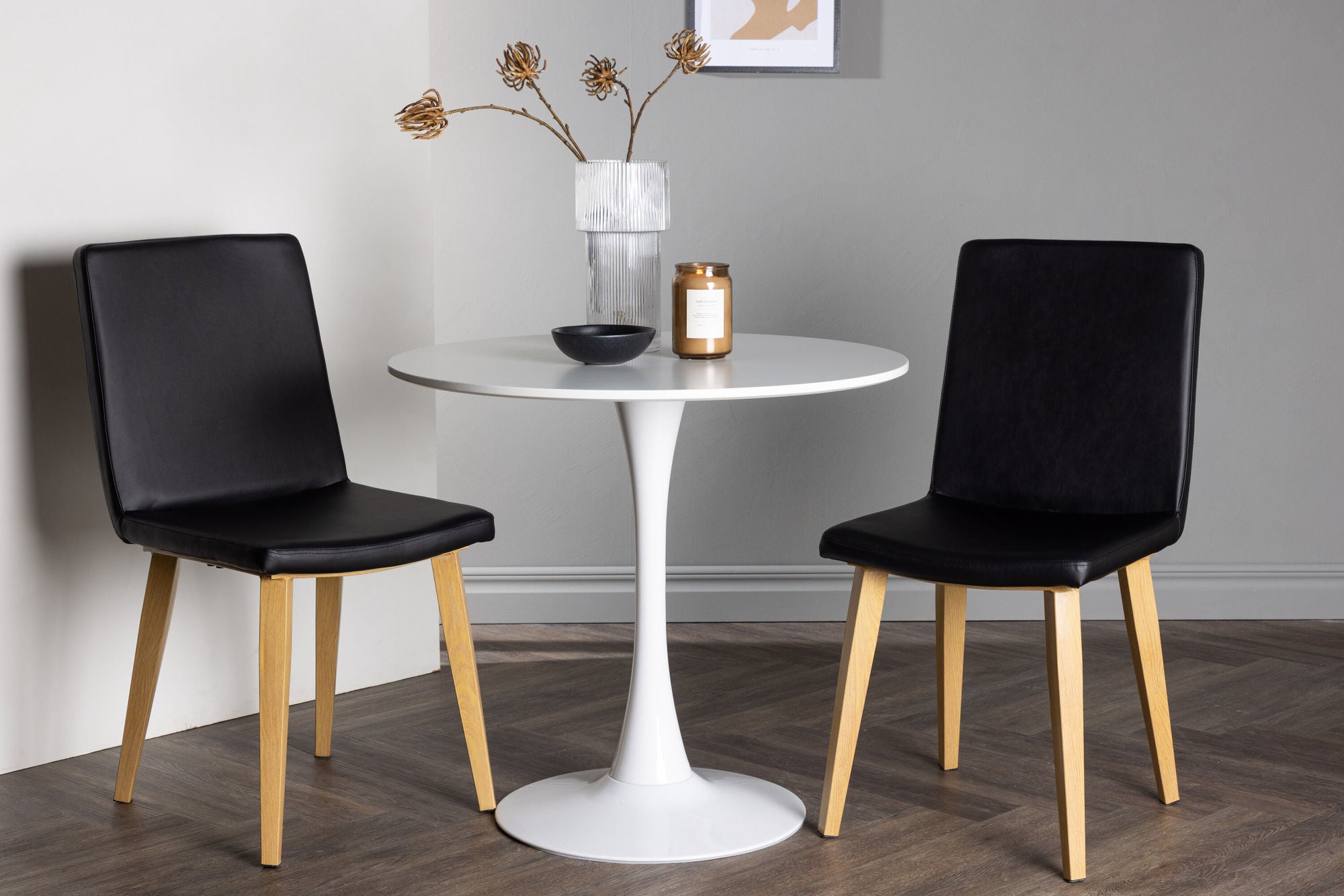 Venture Home Hamden spisebord - White MDF +Today Spisebordsstol - Nature / Black PU _2