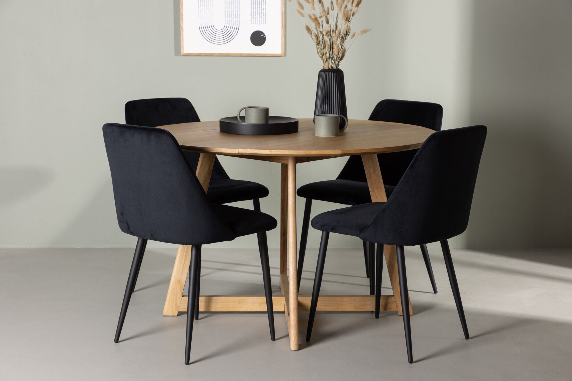 Venture Home Yakidon spisebord - Rubberwood / Oaklook MDF +Night Spisebordsstol - Black / Black Velvet _4