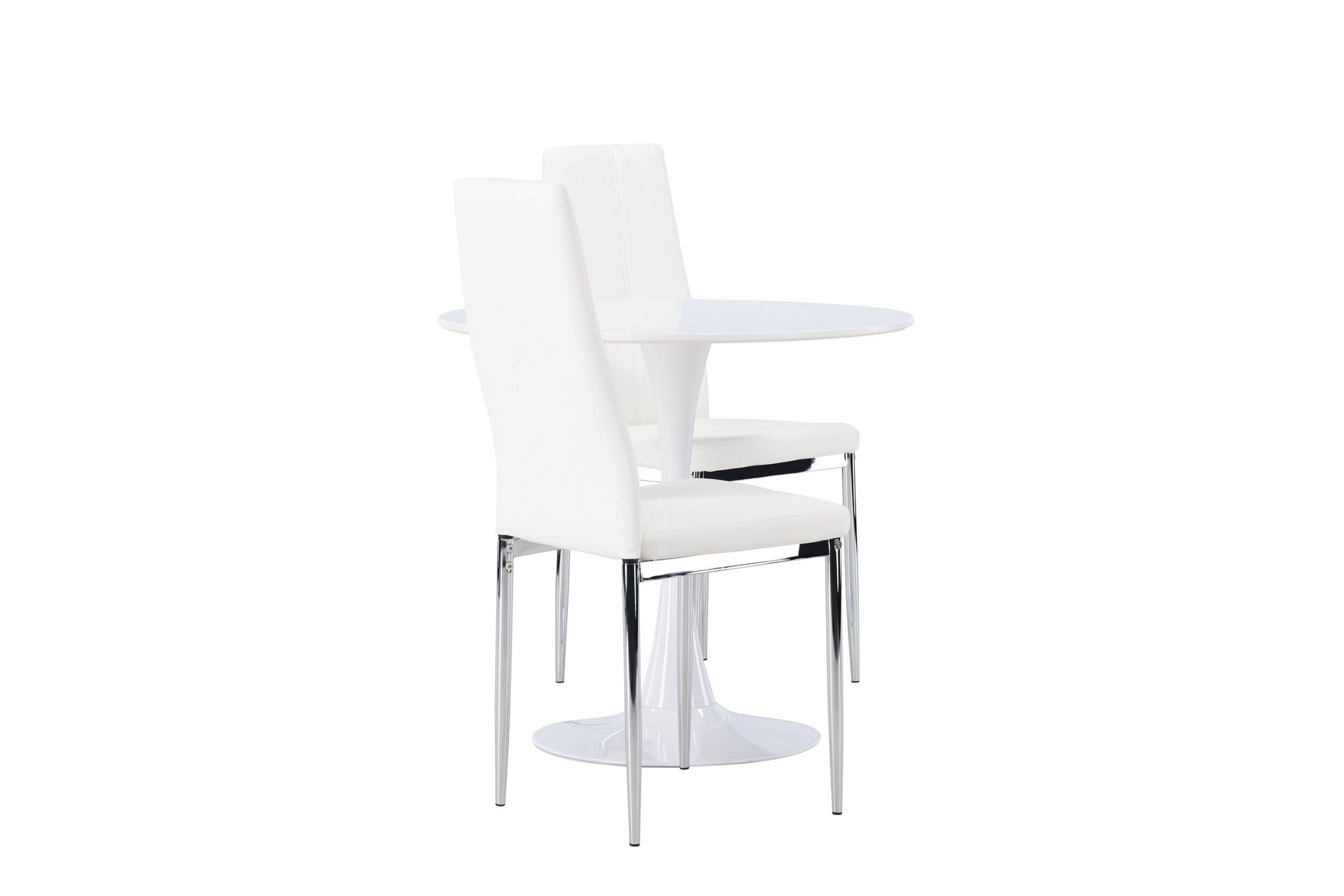 Venture Home Hamden spisebord - White MDF +Pastill Spisebordsstol - Silver / White PU _2