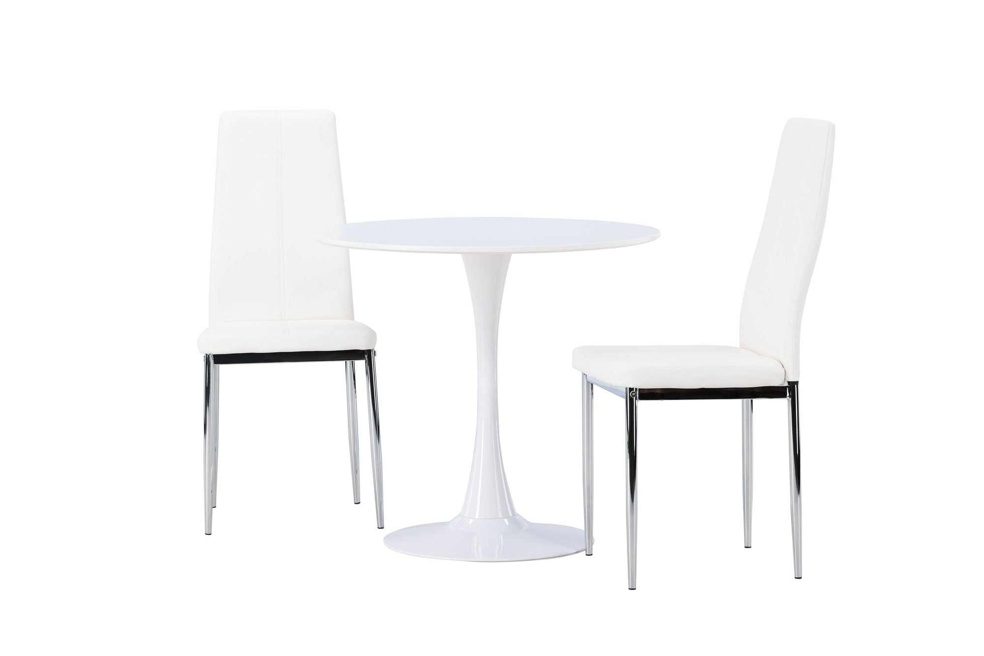 Venture Home Hamden spisebord - White MDF +Pastill Spisebordsstol - Silver / White PU _2