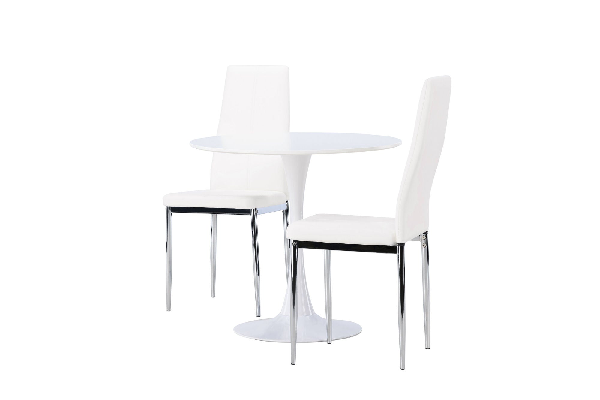 Venture Home Hamden spisebord - White MDF +Pastill Spisebordsstol - Silver / White PU _2