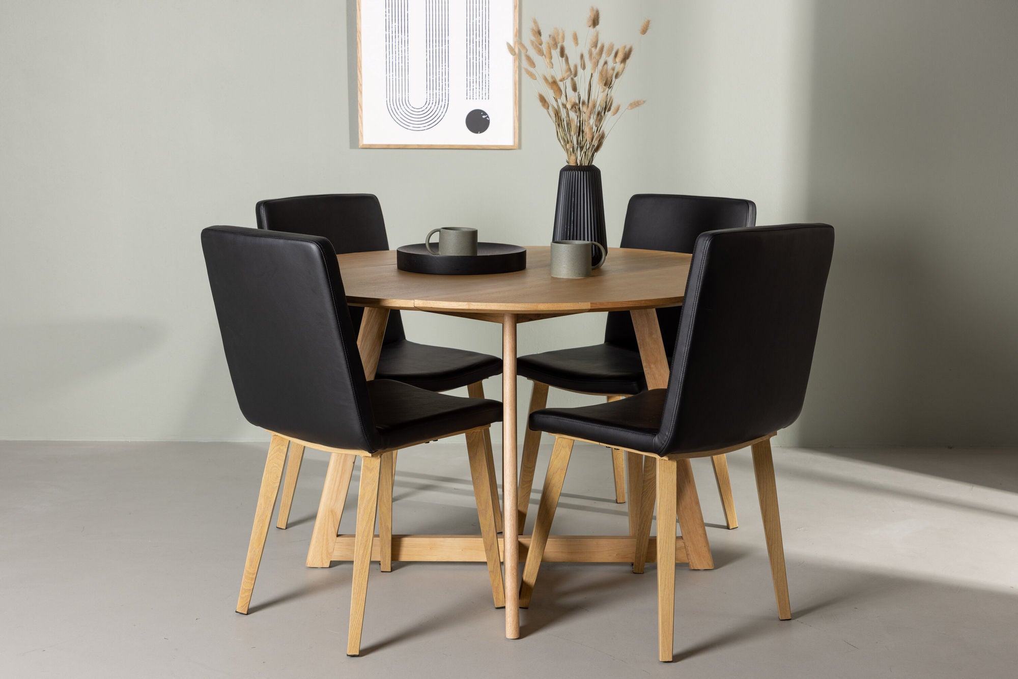 Venture Home Yakidon spisebord - Rubberwood / Oaklook MDF +Today Spisebordsstol - Nature / Black PU _4
