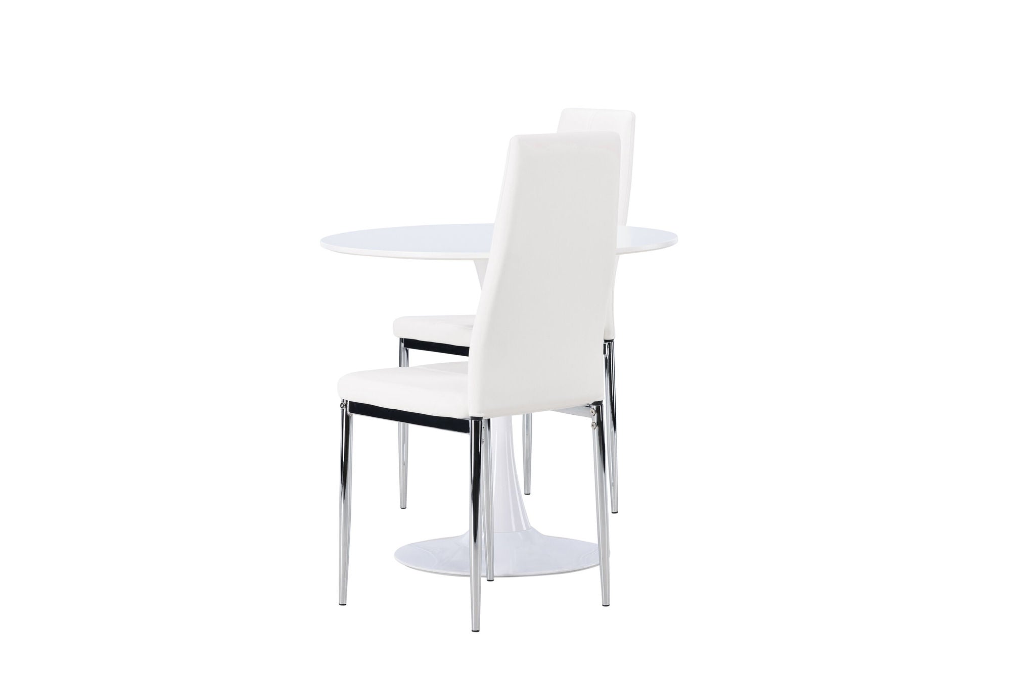 Venture Home Hamden spisebord - White MDF +Pastill Spisebordsstol - Silver / White PU _2