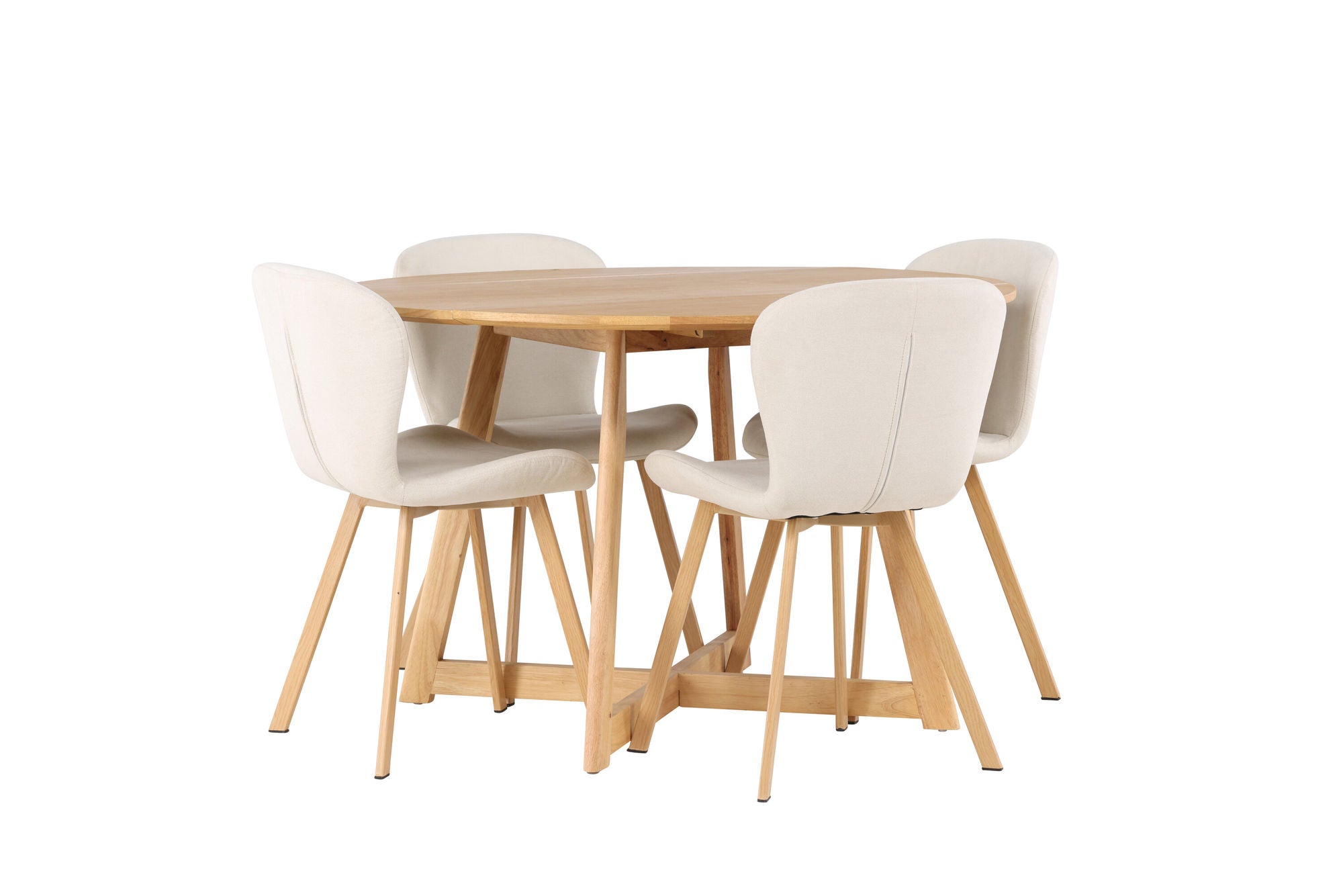 Venture Home Yakidon spisebord - Rubberwood / Oaklook MDF +Lilja Spisebordsstol - Oaklook / Beige Fabric _4