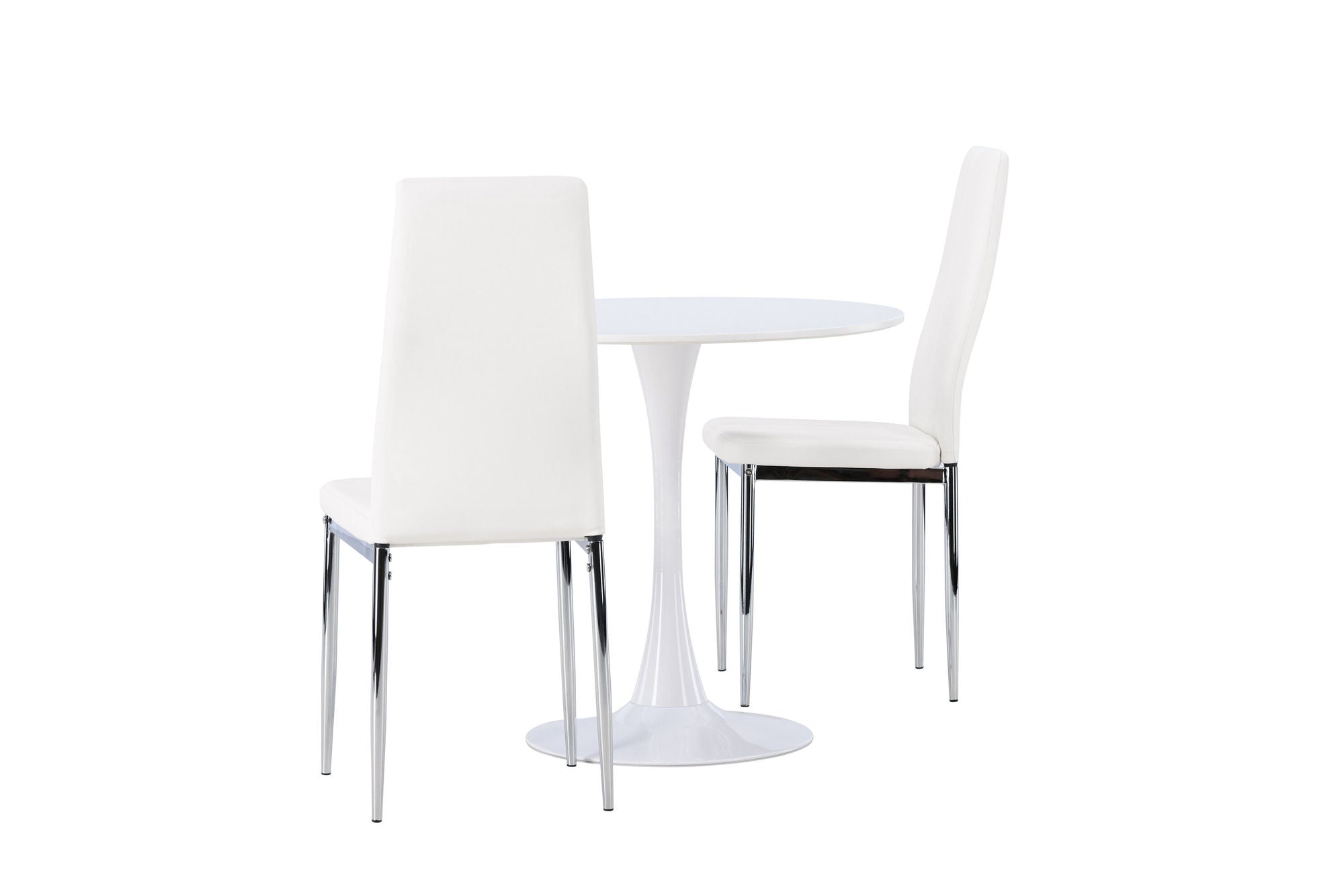 Venture Home Hamden spisebord - White MDF +Pastill Spisebordsstol - Silver / White PU _2