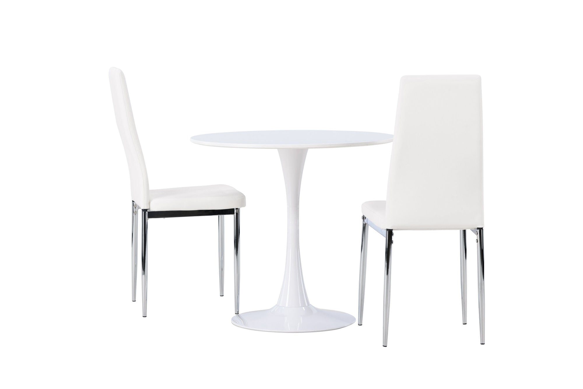 Venture Home Hamden spisebord - White MDF +Pastill Spisebordsstol - Silver / White PU _2