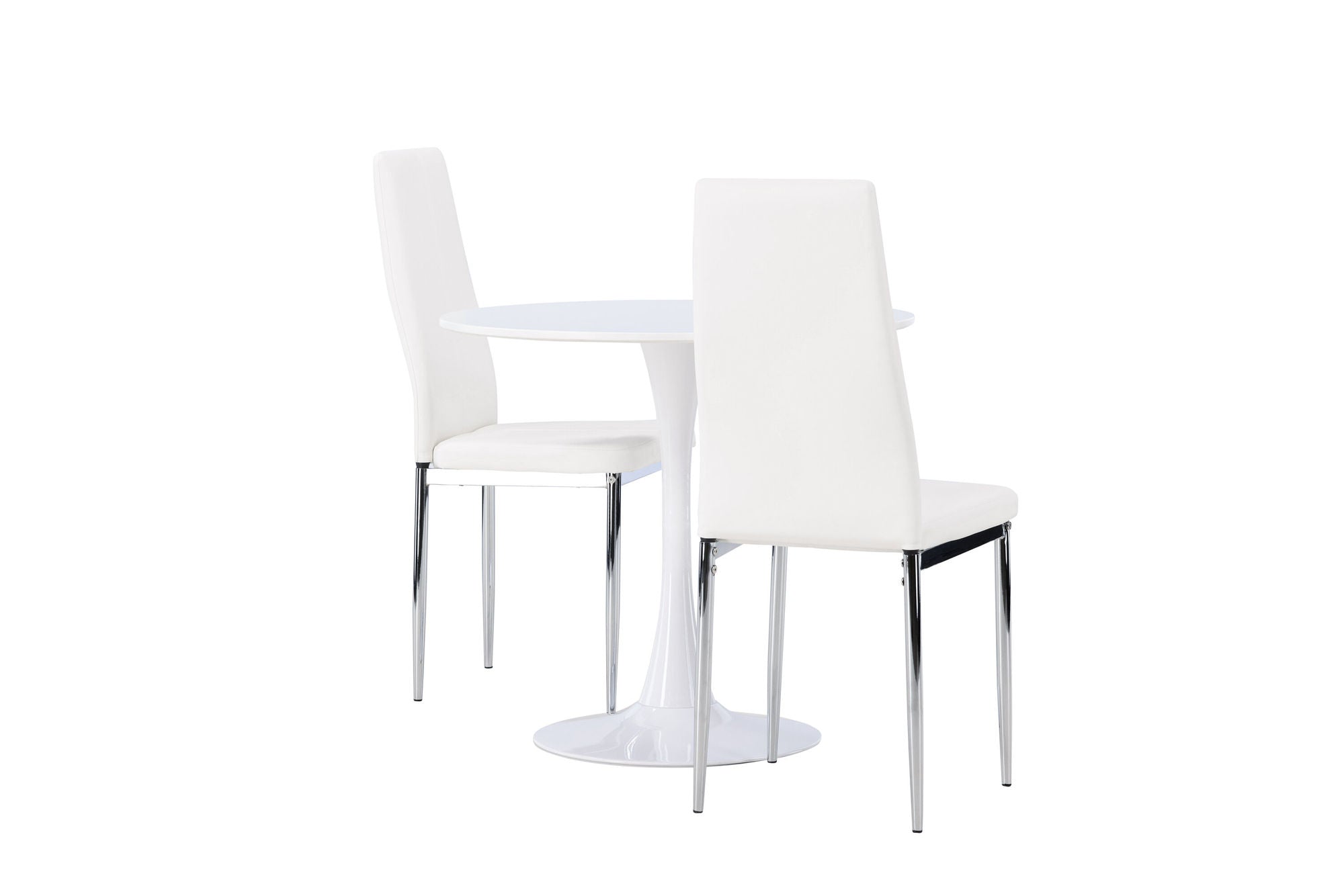 Venture Home Hamden spisebord - White MDF +Pastill Spisebordsstol - Silver / White PU _2