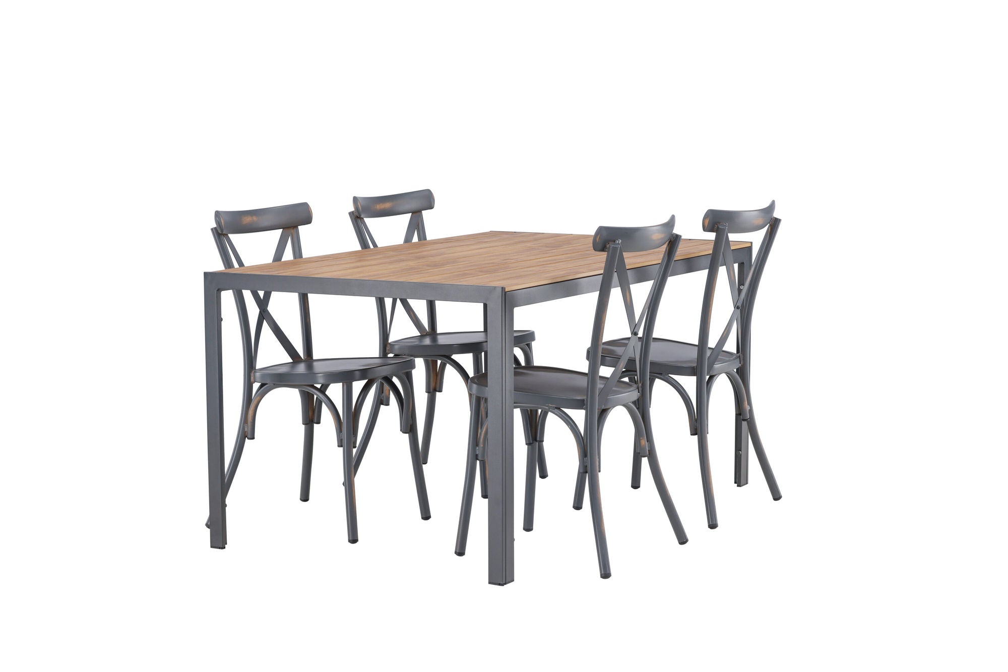 Venture Home Break Diningbord Alumnium - Black / Nature Rectangular 90*150* +Tablas Diningchair Aluminium - Black / _4