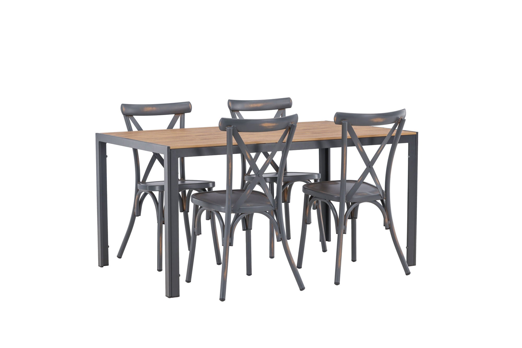 Venture Home Break Diningbord Alumnium - Black / Nature Rectangular 90*150* +Tablas Diningchair Aluminium - Black / _4
