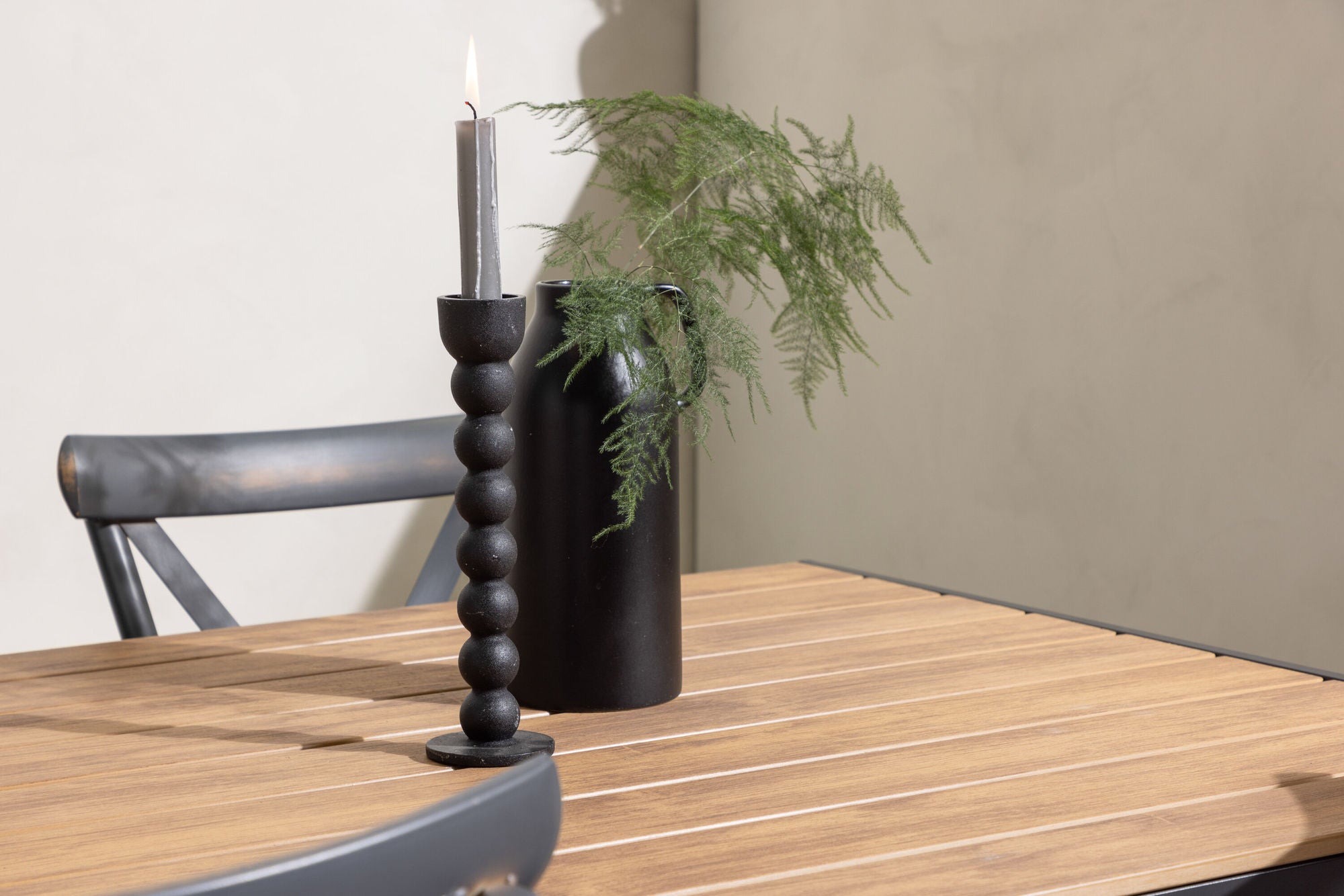 Venture Home Break Diningbord Alumnium - Black / Nature Rectangular 90*150* +Tablas Diningchair Aluminium - Black / _4