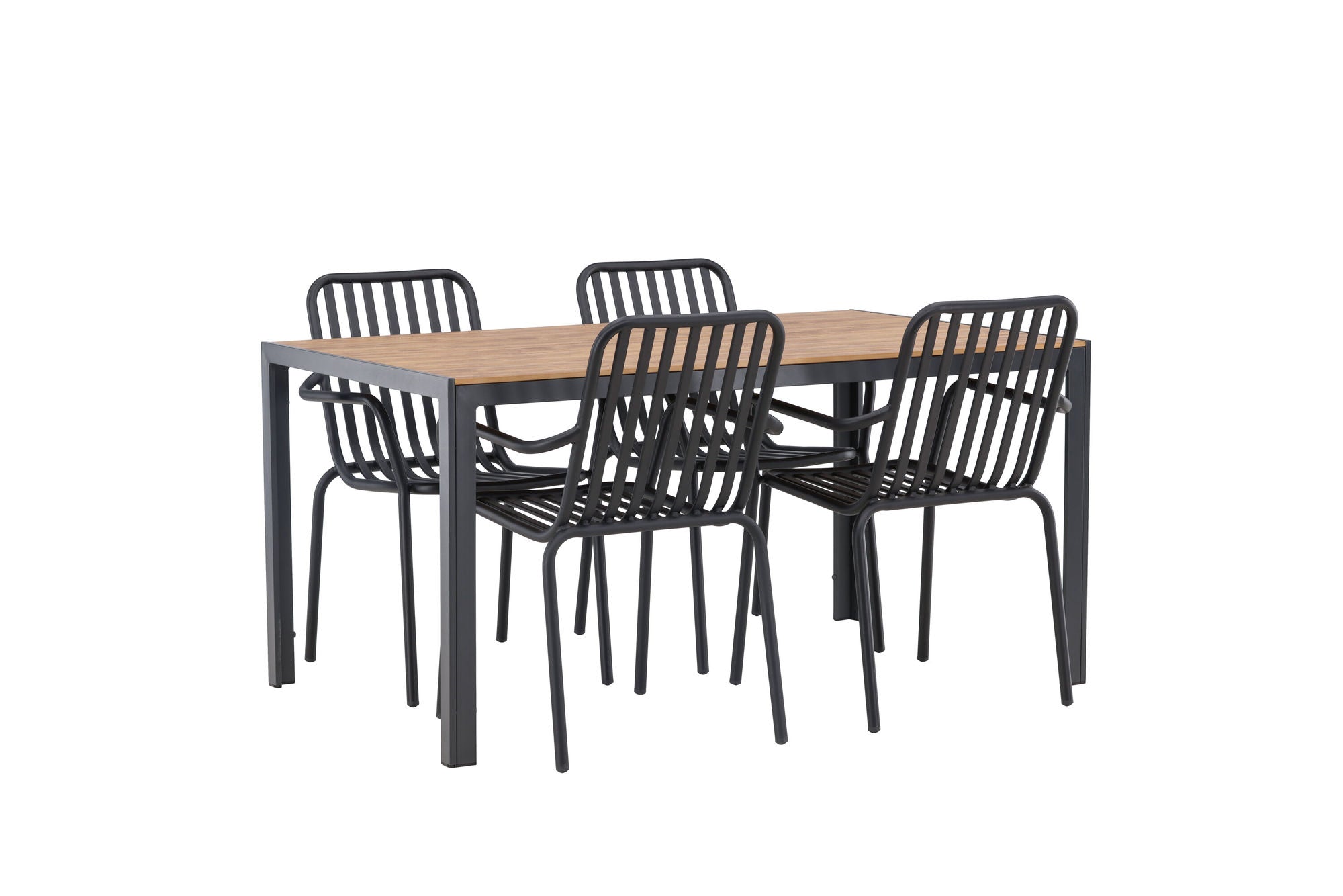 Venture Home Break Diningbord Alumnium - Black / Nature Rectangular 90*150* +Peking Diningchair Aluminium - Black / _4