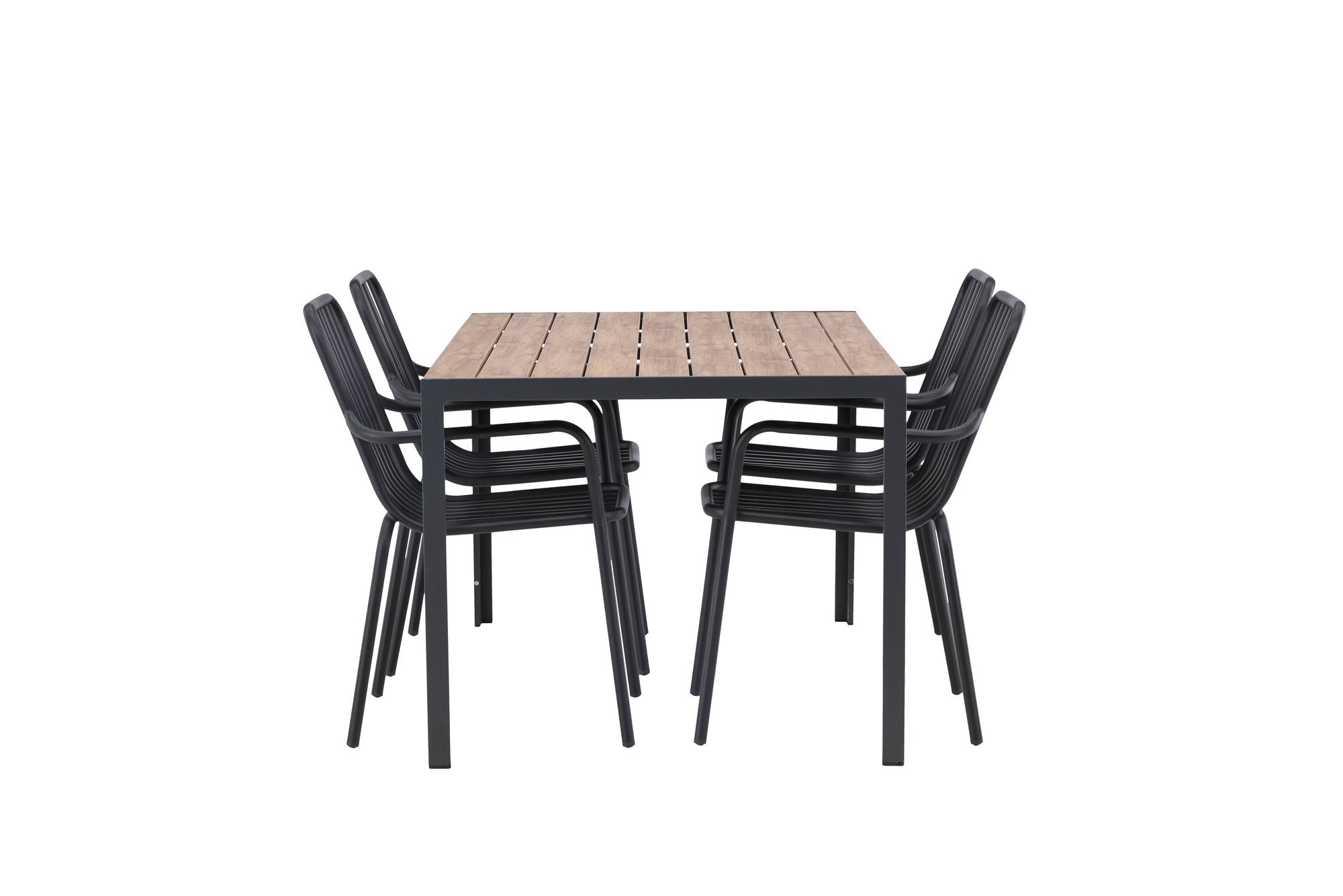Venture Home Break Diningbord Alumnium - Black / Nature Rectangular 90*150* +Peking Diningchair Aluminium - Black / _4