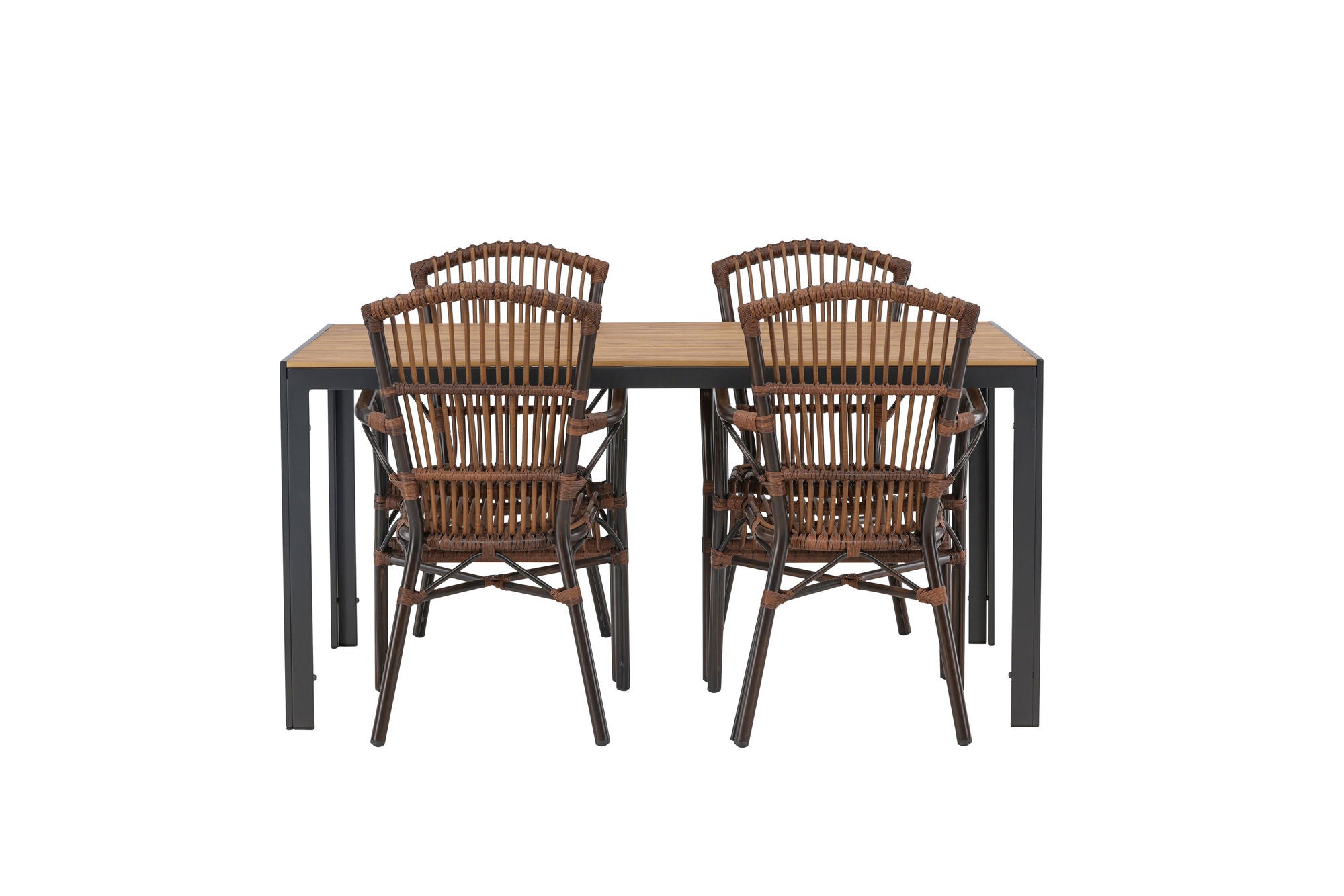 Venture Home Break Diningbord Alumnium - Black / Nature Rectangular 90*150* +Galera Diningchair Aluminium - Brown / Wicker _4