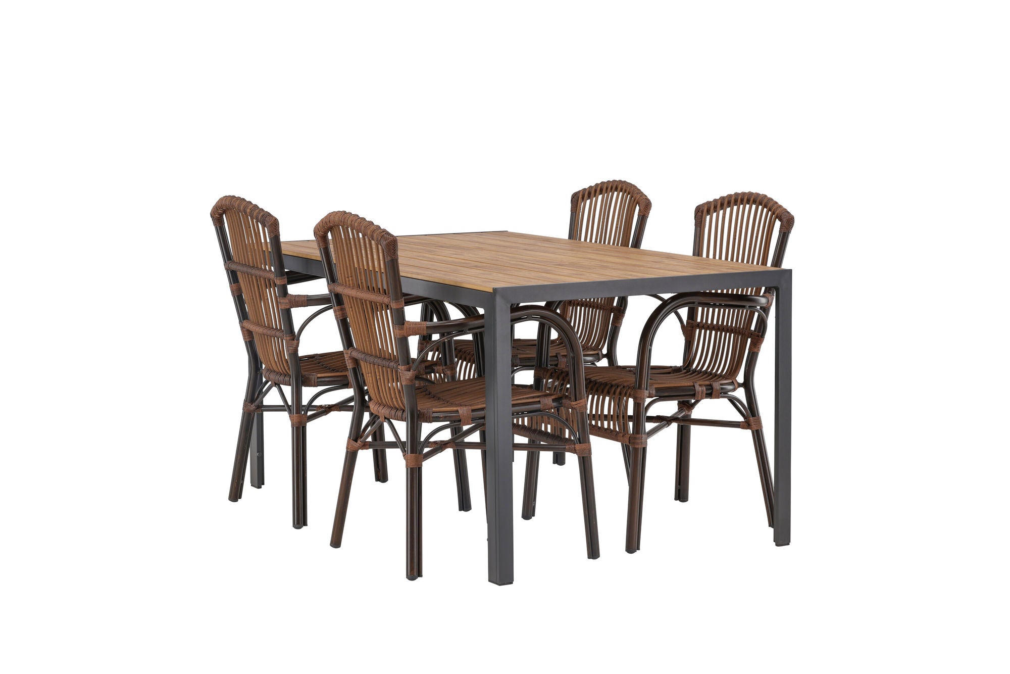 Venture Home Break Diningbord Alumnium - Black / Nature Rectangular 90*150* +Galera Diningchair Aluminium - Brown / Wicker _4