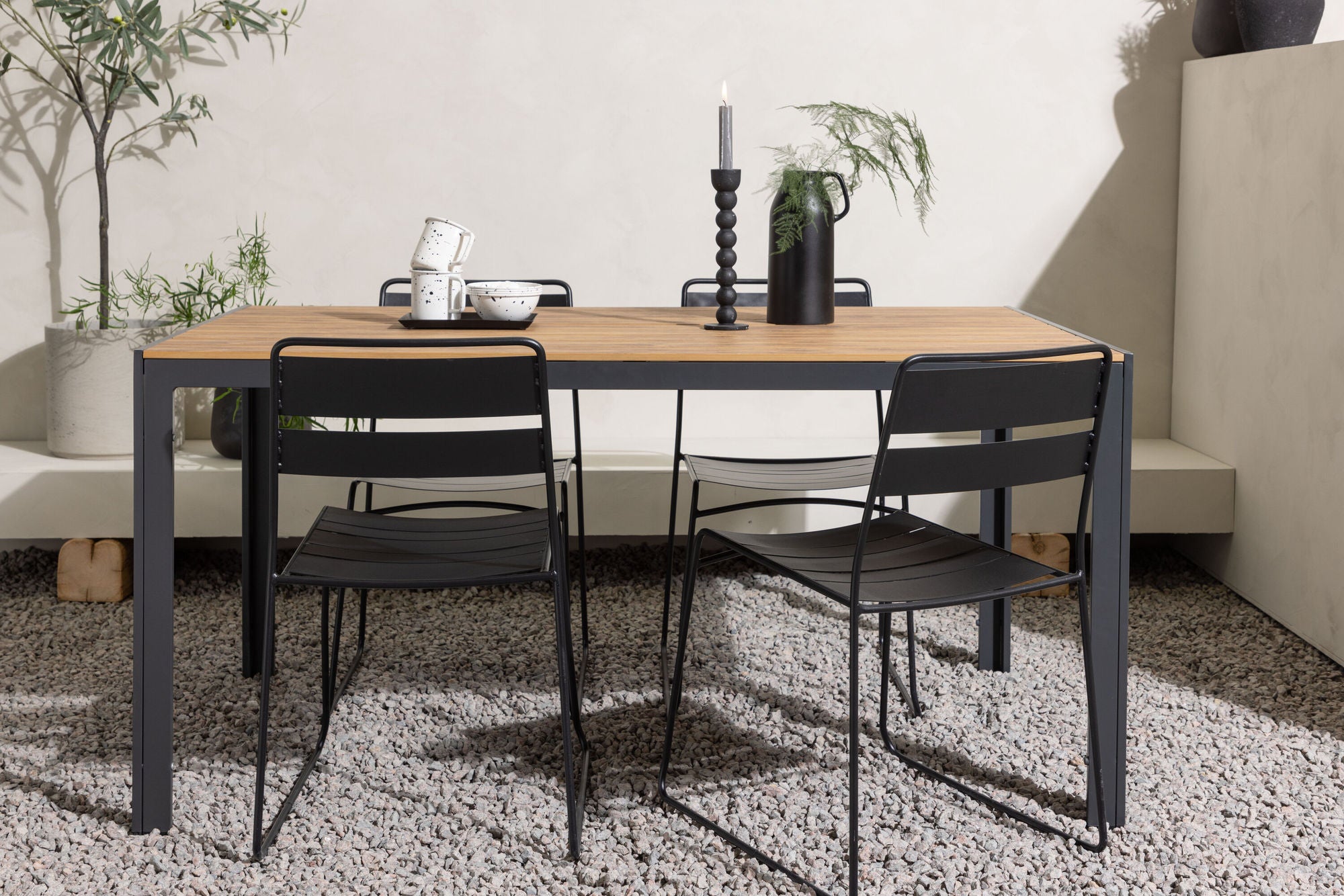 Venture Home Break Diningbord Alumnium - Black / Nature Rectangular 90*150* +Lina Spisebordsstol - Black _4