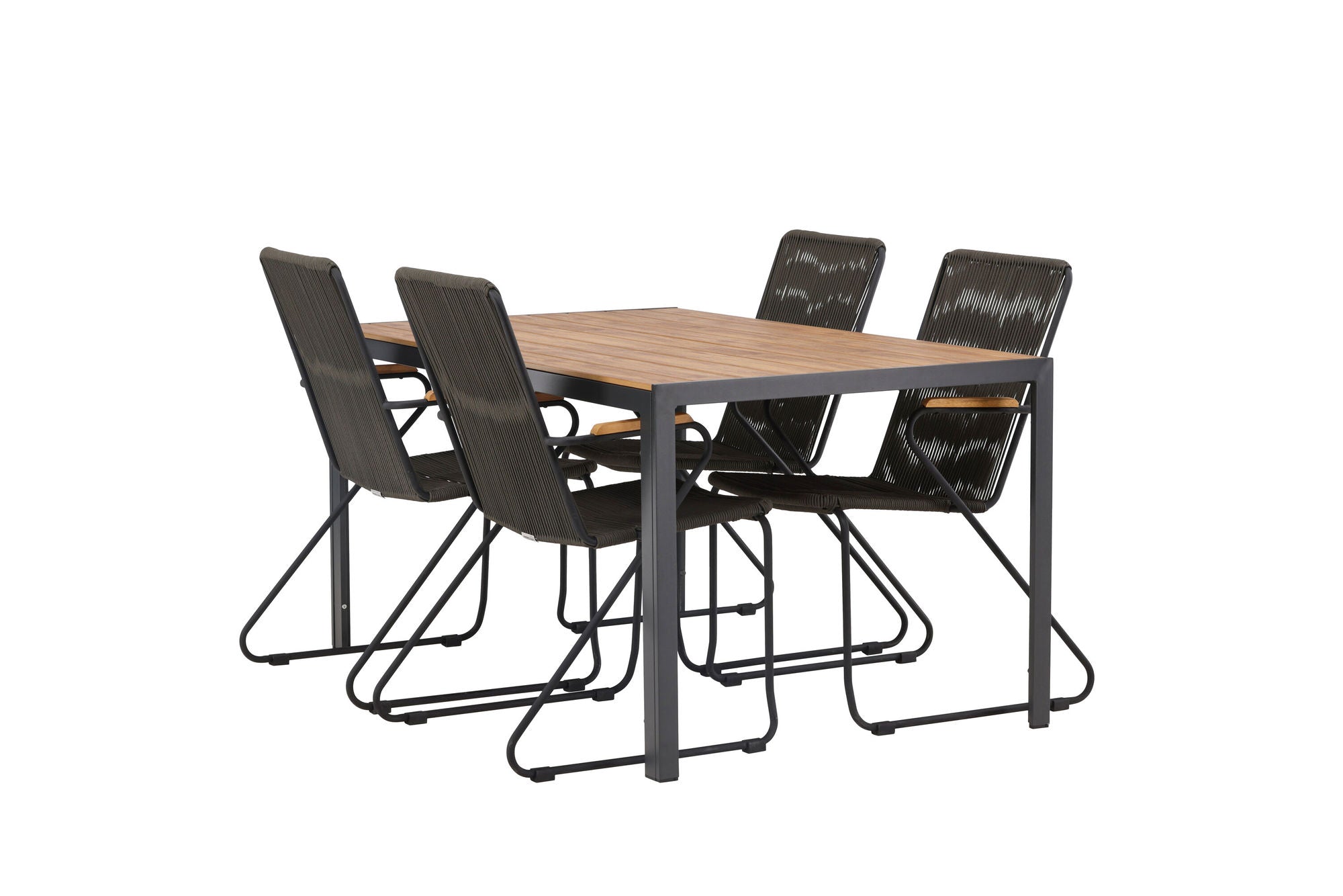 Venture Home Break Diningbord Alumnium - Black / Nature Rectangular 90*150* +Bois Diningchair Steel - Black / Dark Grey Rope _4