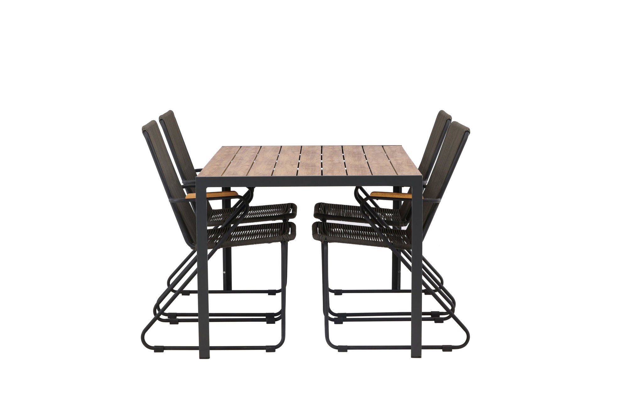 Venture Home Break Diningbord Alumnium - Black / Nature Rectangular 90*150* +Bois Diningchair Steel - Black / Dark Grey Rope _4