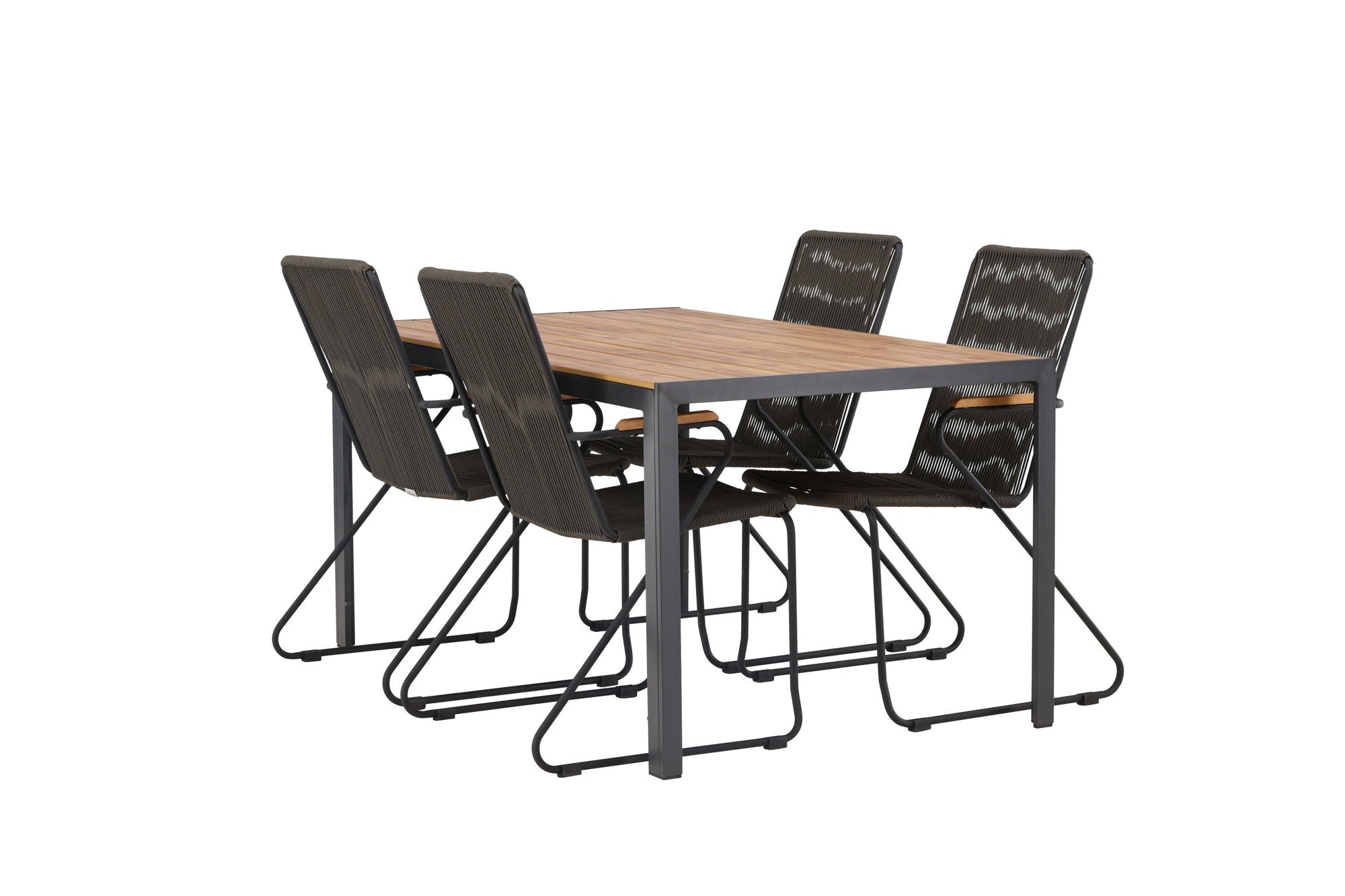 Venture Home Break Diningbord Alumnium - Black / Nature Rectangular 90*150* +Bois Diningchair Steel - Black / Dark Grey Rope _4