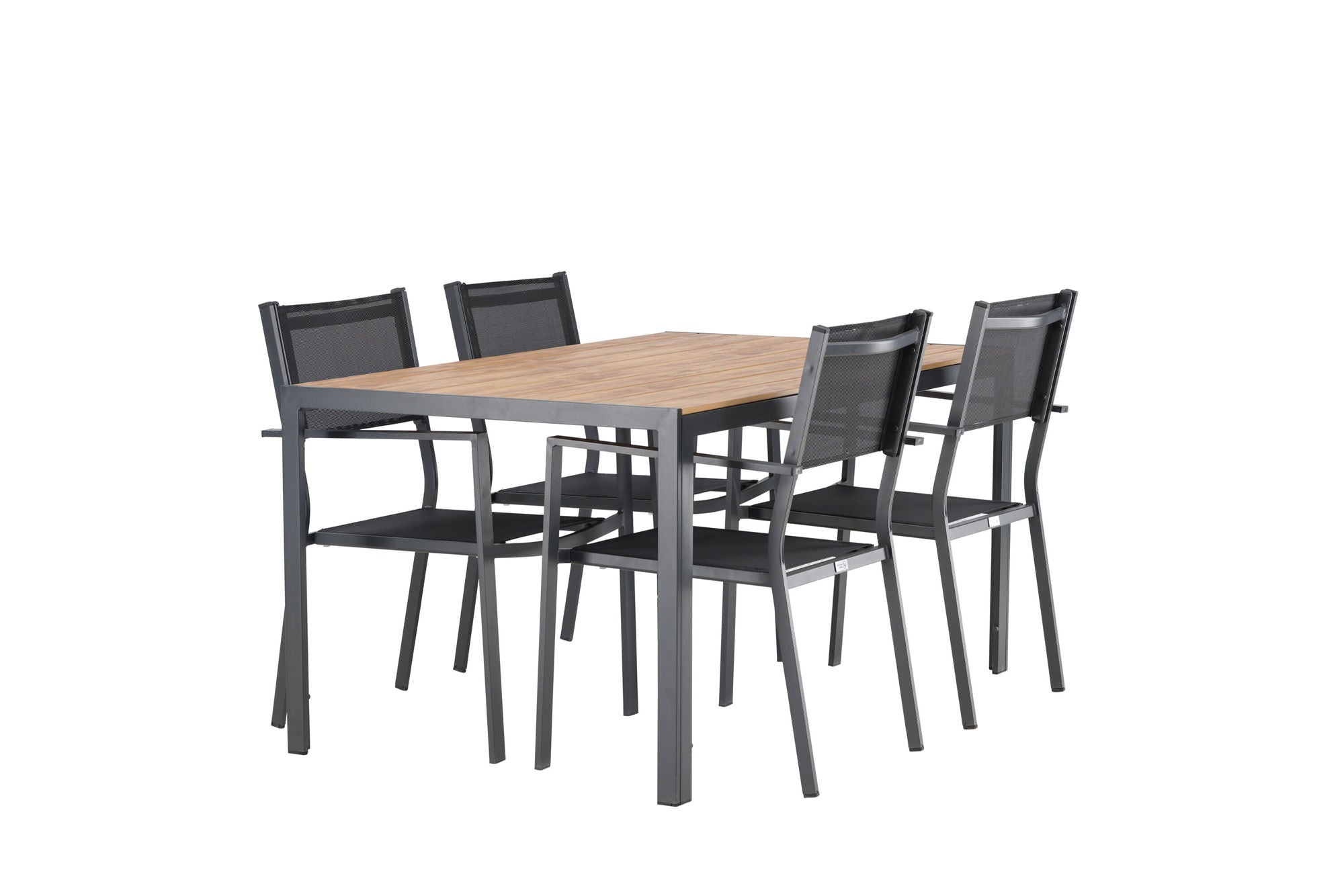 Venture Home Break Diningbord Alumnium - Black / Nature Rectangular 90*150* +Copacabana Stacking stol - Black/Black - Ersätter 4131-408 _4