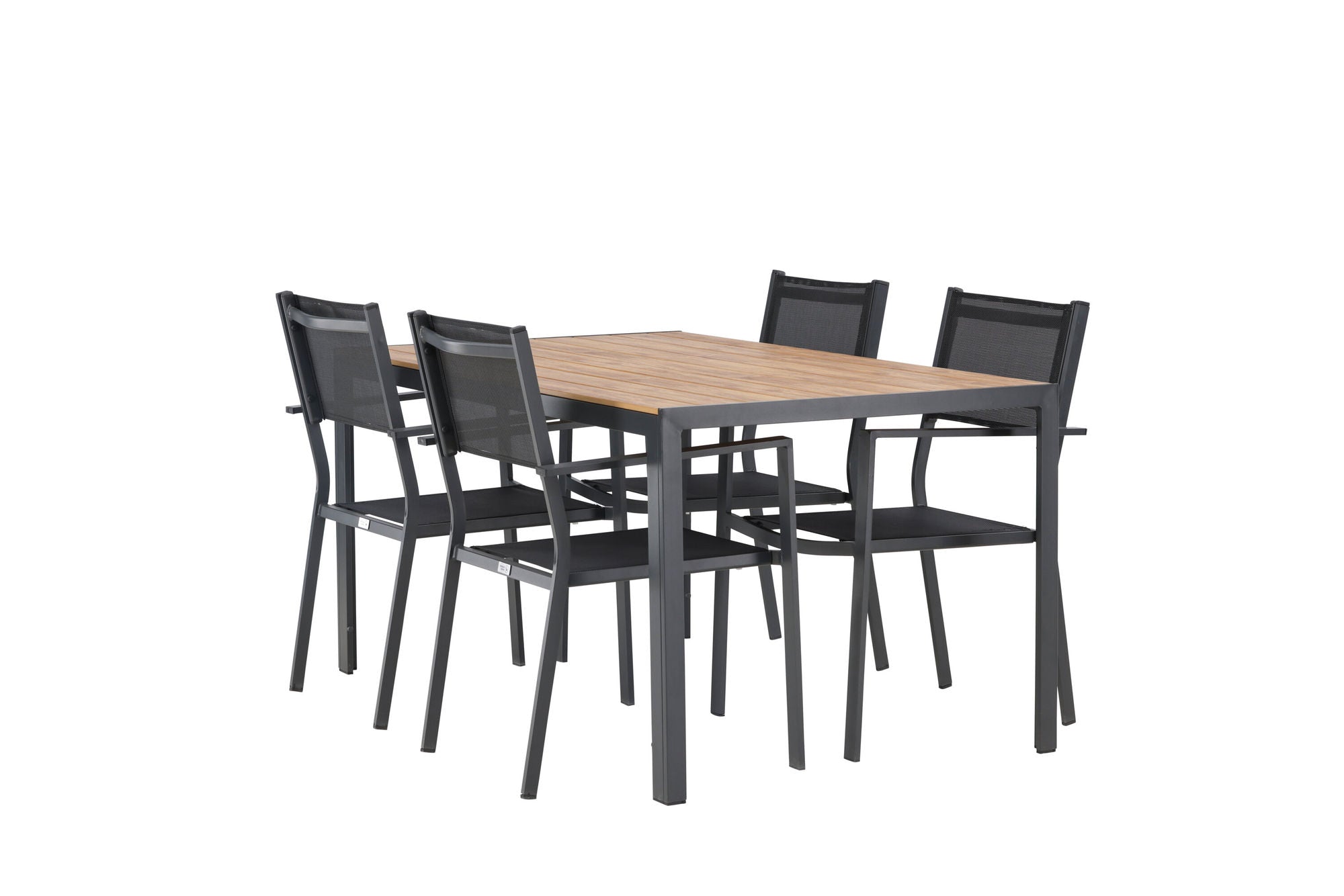 Venture Home Break Diningbord Alumnium - Black / Nature Rectangular 90*150* +Copacabana Stacking stol - Black/Black - Ersätter 4131-408 _4