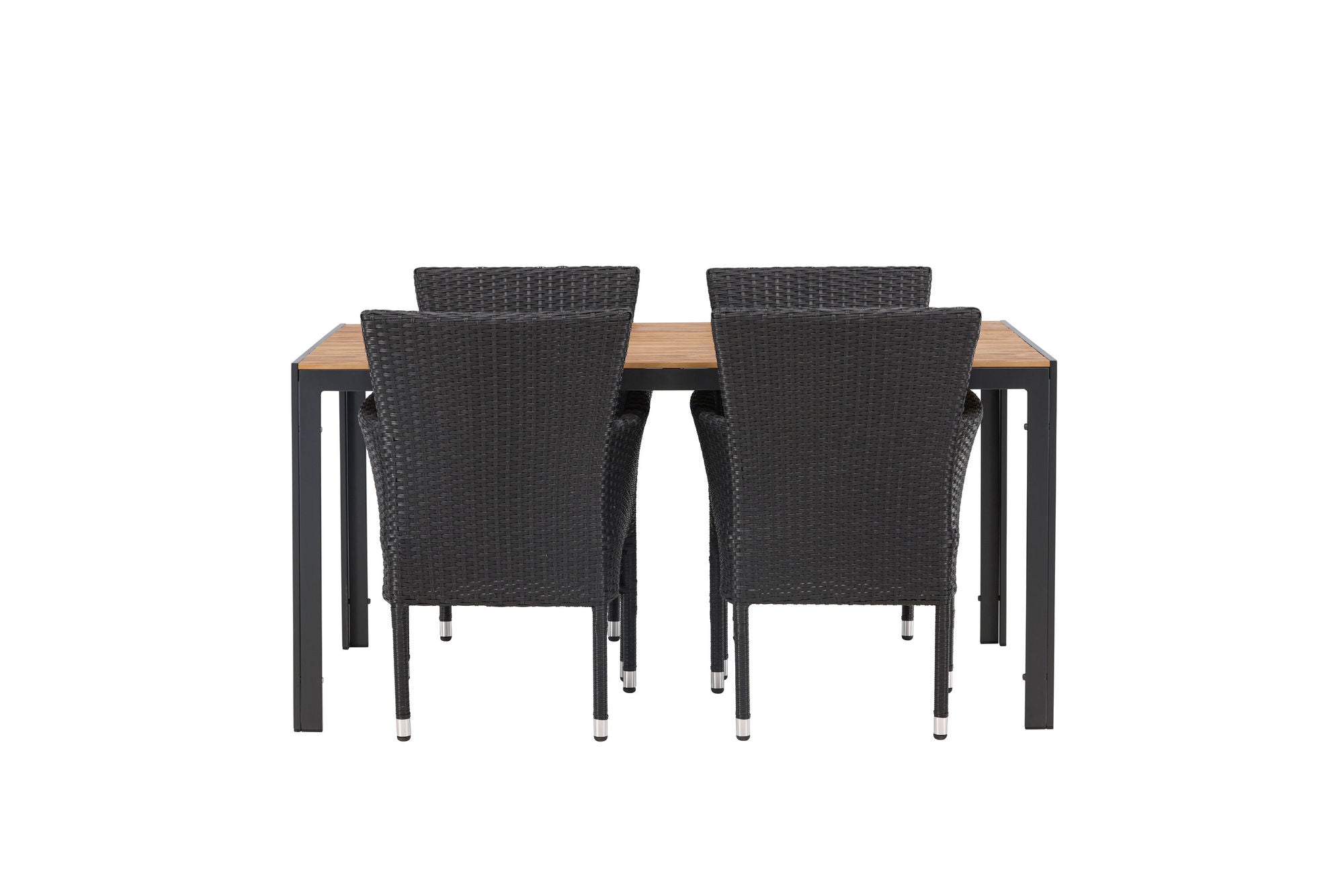 Venture Home Break Diningbord Alumnium - Black / Nature Rectangular 90*150* +Malina Diningchair Alumnium - Black / Wicker _4