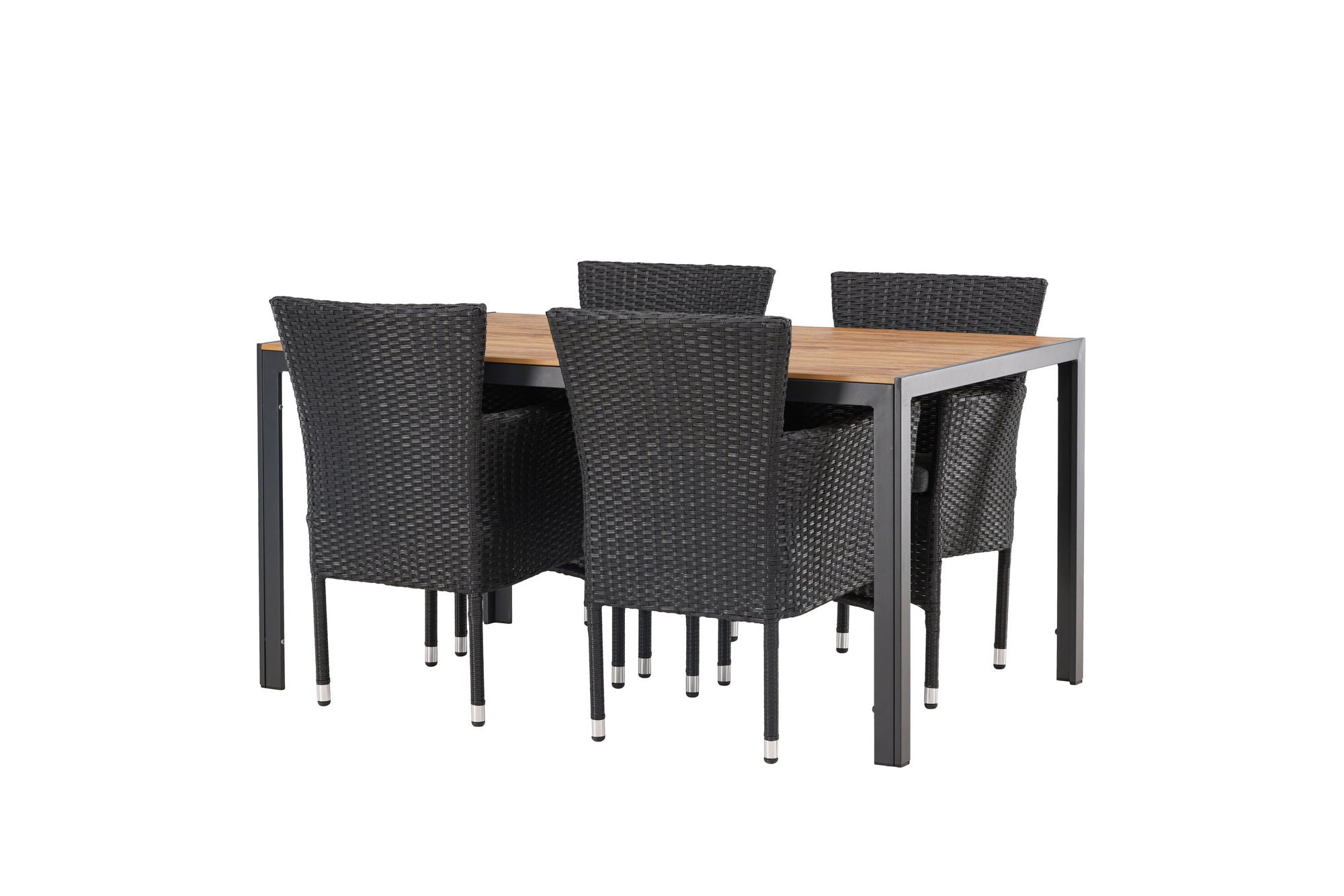 Venture Home Break Diningbord Alumnium - Black / Nature Rectangular 90*150* +Malina Diningchair Alumnium - Black / Wicker _4