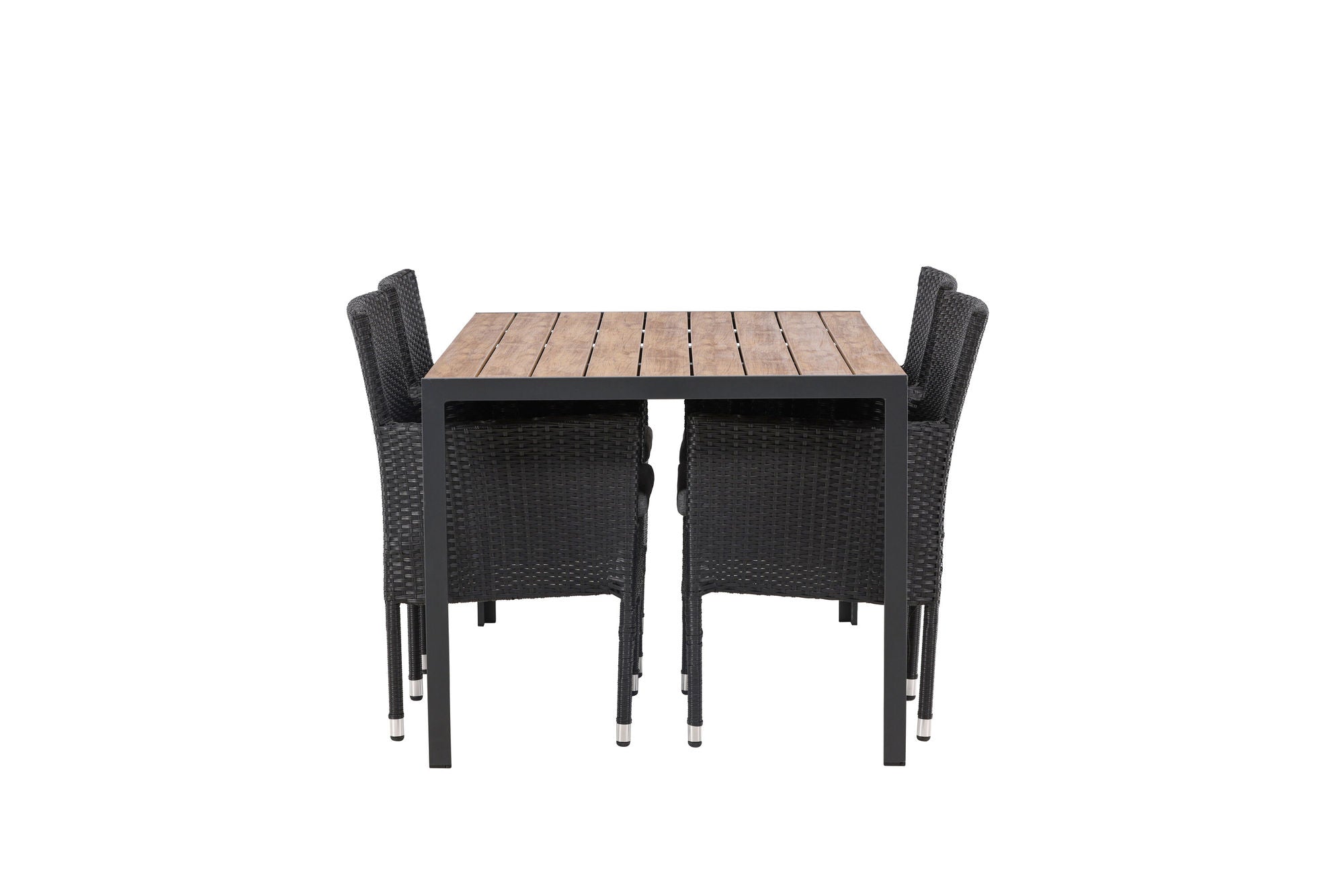 Venture Home Break Diningbord Alumnium - Black / Nature Rectangular 90*150* +Malina Diningchair Alumnium - Black / Wicker _4
