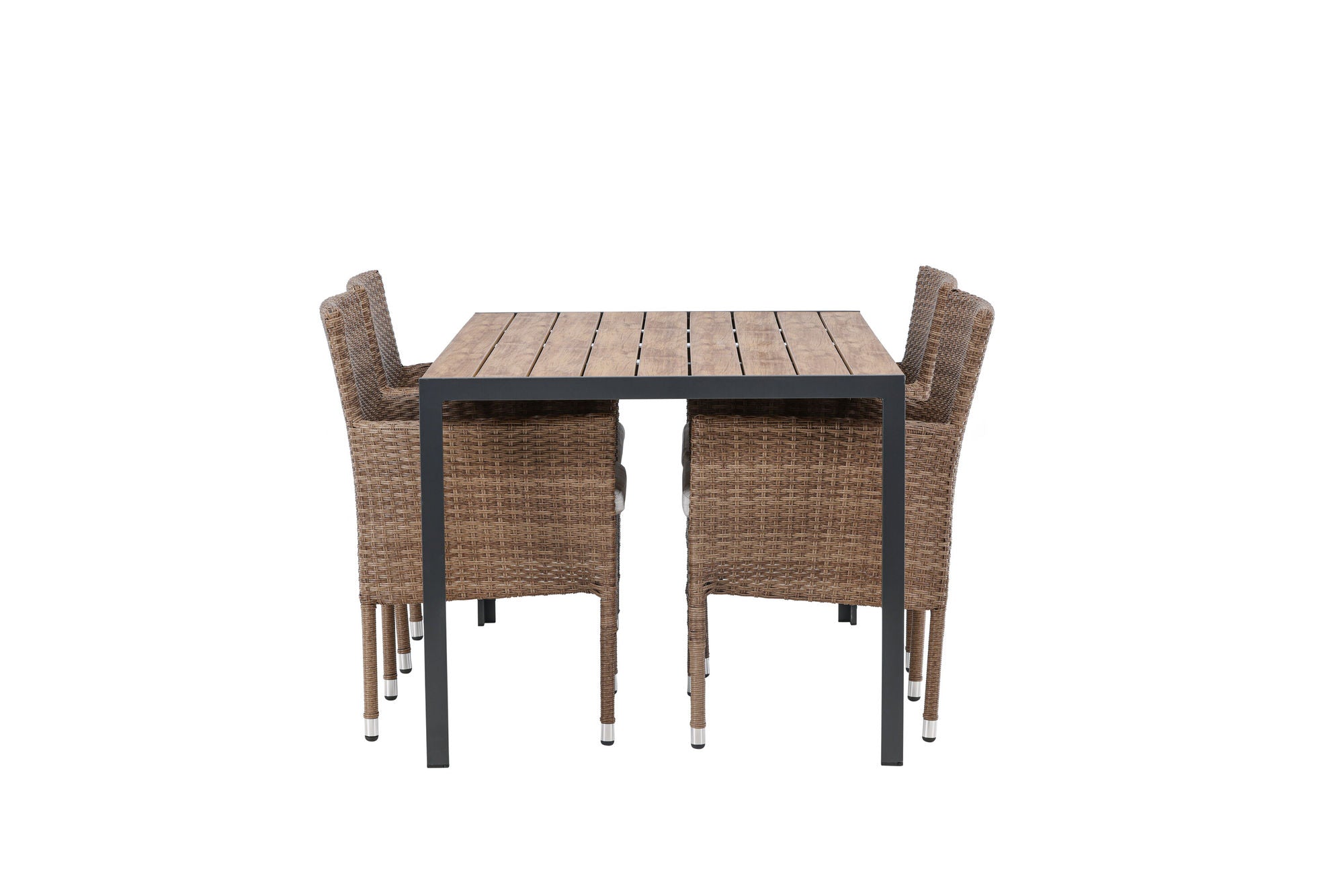 Venture Home Break Diningbord Alumnium - Black / Nature Rectangular 90*150* +Malina Diningchair Alumnium - Nature / Wicker _4