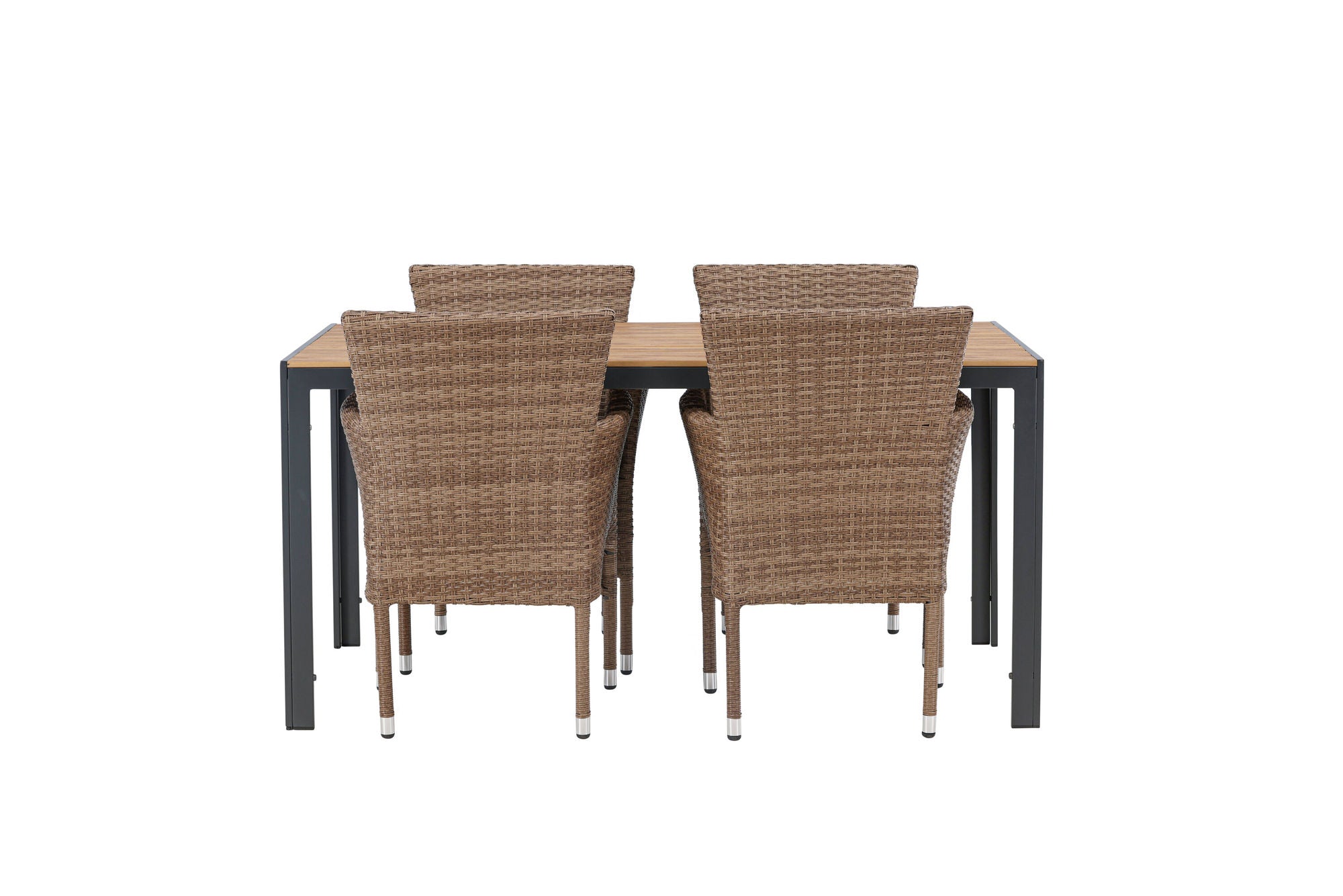 Venture Home Break Diningbord Alumnium - Black / Nature Rectangular 90*150* +Malina Diningchair Alumnium - Nature / Wicker _4