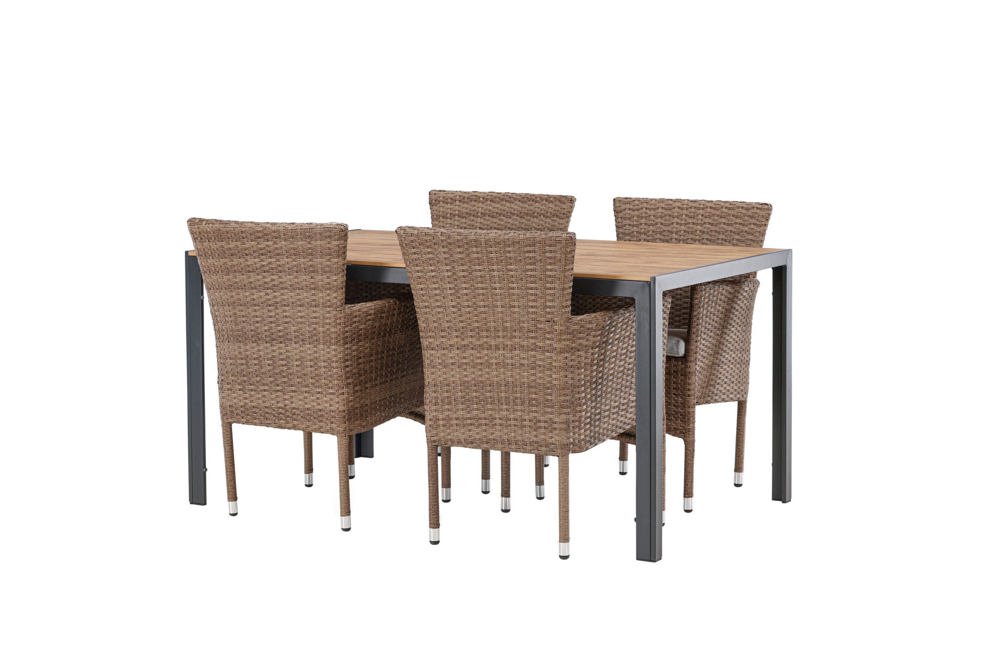 Venture Home Break Diningbord Alumnium - Black / Nature Rectangular 90*150* +Malina Diningchair Alumnium - Nature / Wicker _4