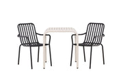 Venture Home Borneo Cafebord Aluminium - Beige / Kvadrat 70*70* +Peking Diningchair Aluminium - Black / _2
