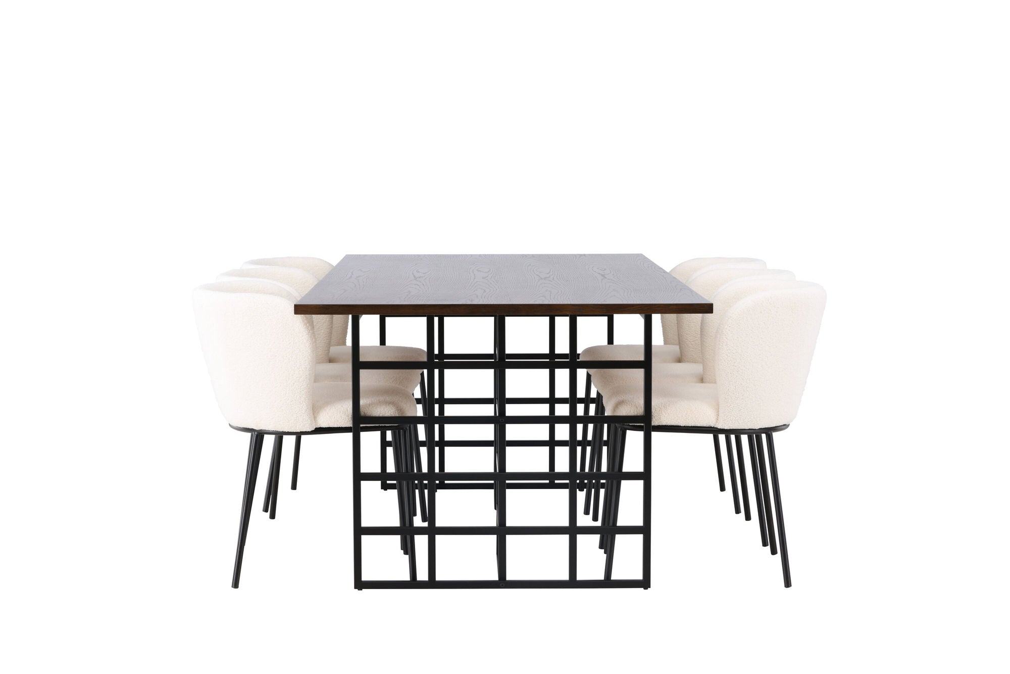 Venture Home Ystad spisebord - Black / Mocca Oak Veneer +Edina Spisebordsstol - Black / White Boucle _6