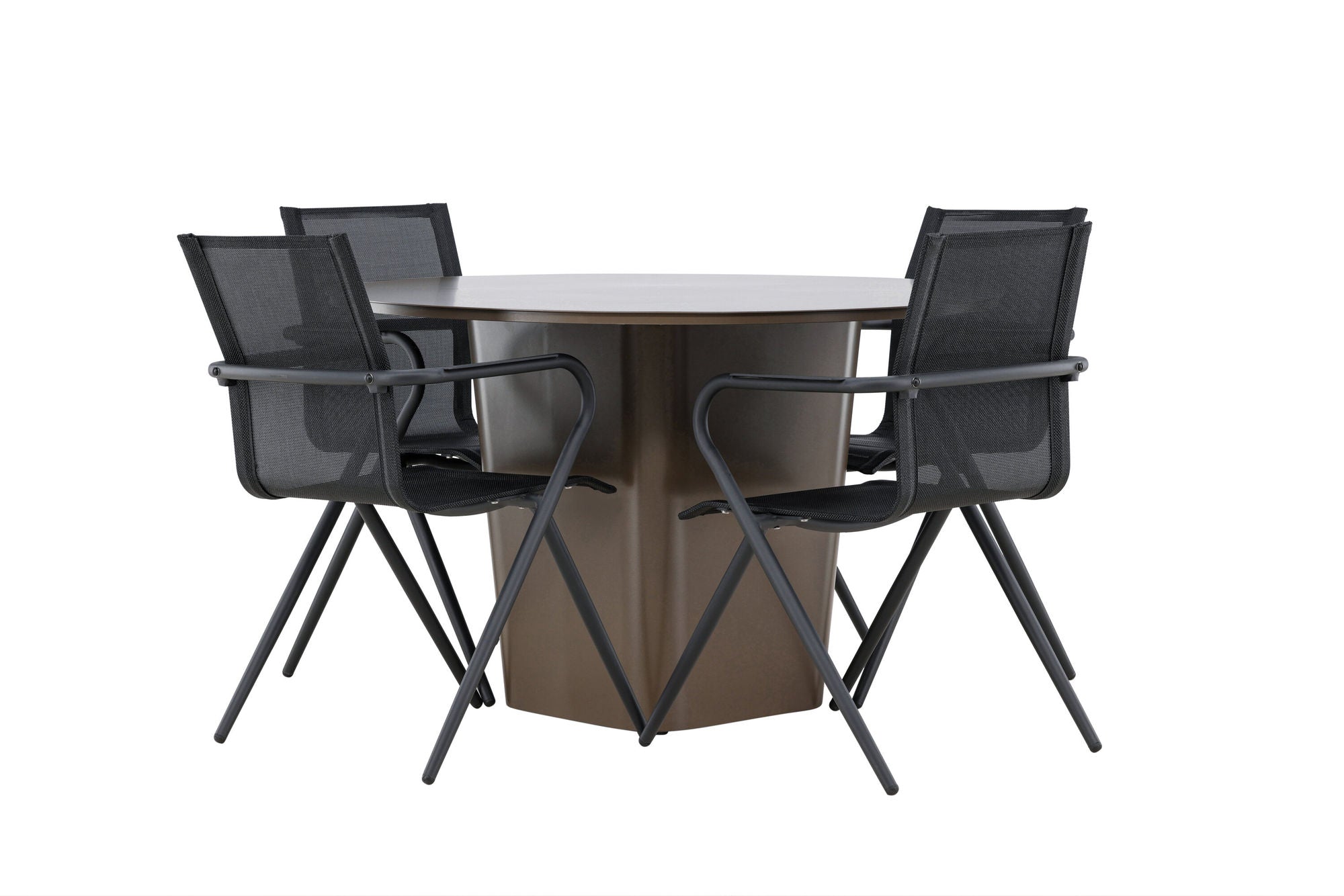 Venture Home Santa Fe spisebord ø120 - Roasty +Alina Spisebordsstol - Black Alu / Black Textilene _4
