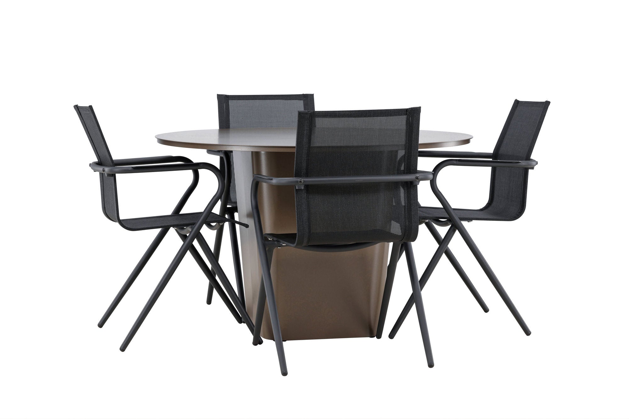 Venture Home Santa Fe spisebord ø120 - Roasty +Alina Spisebordsstol - Black Alu / Black Textilene _4