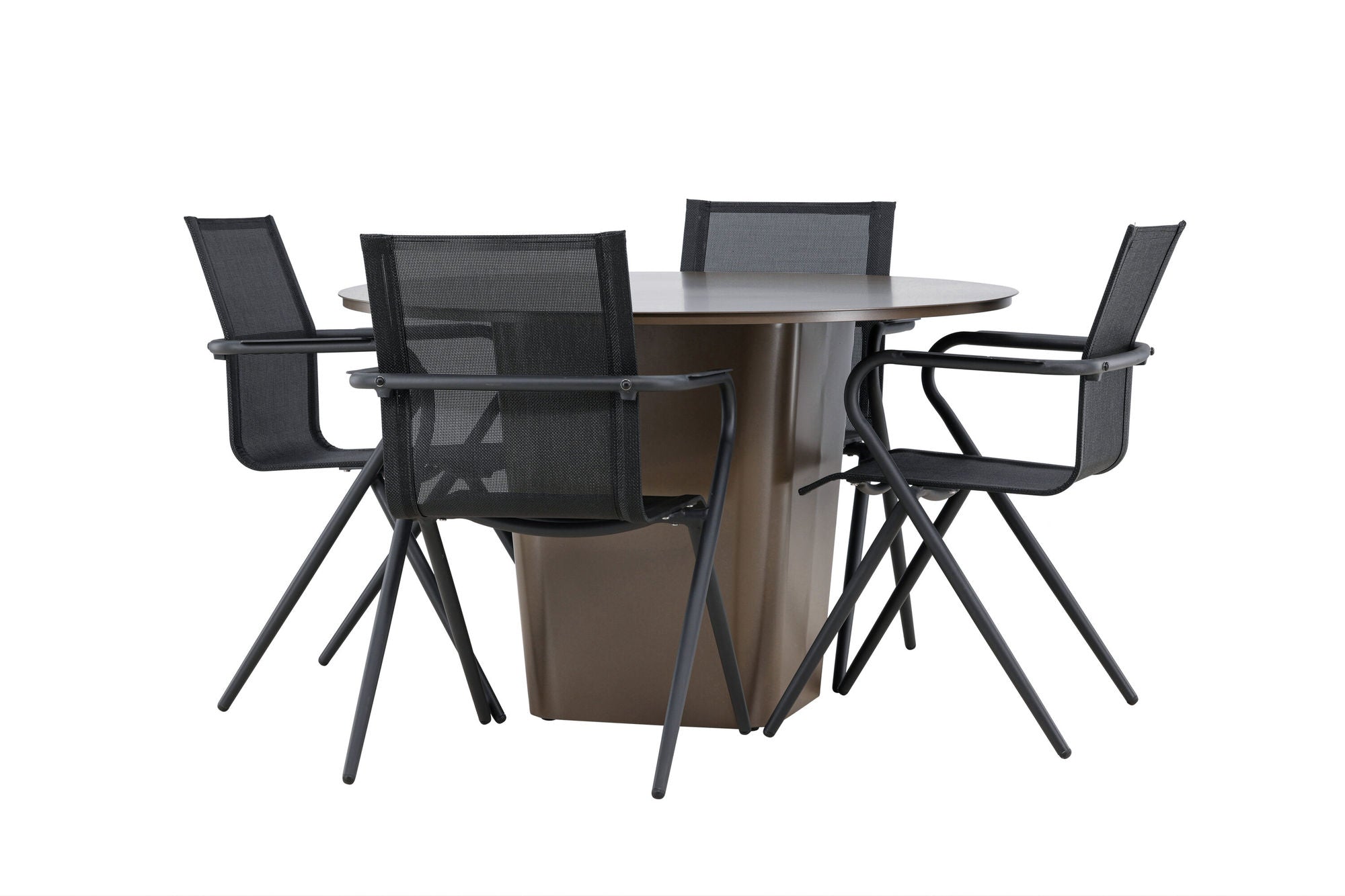 Venture Home Santa Fe spisebord ø120 - Roasty +Alina Spisebordsstol - Black Alu / Black Textilene _4