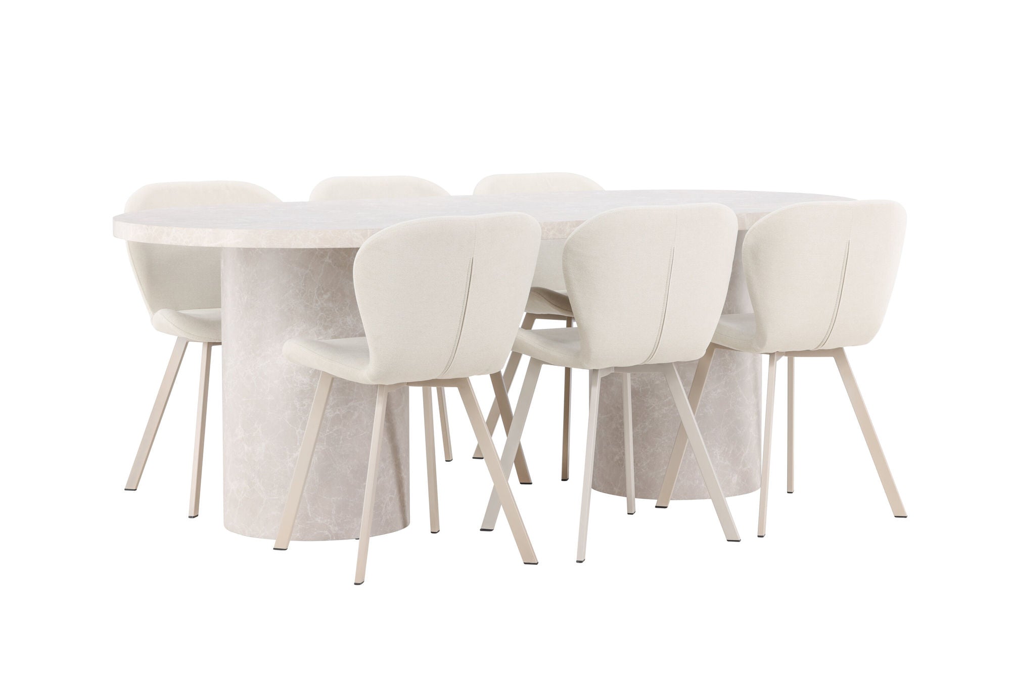 Venture Home Narvik bord - Beige with 6 Lilja stol - Beige