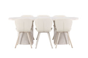 Venture Home Narvik bord - Beige with 6 Lilja stol - Beige