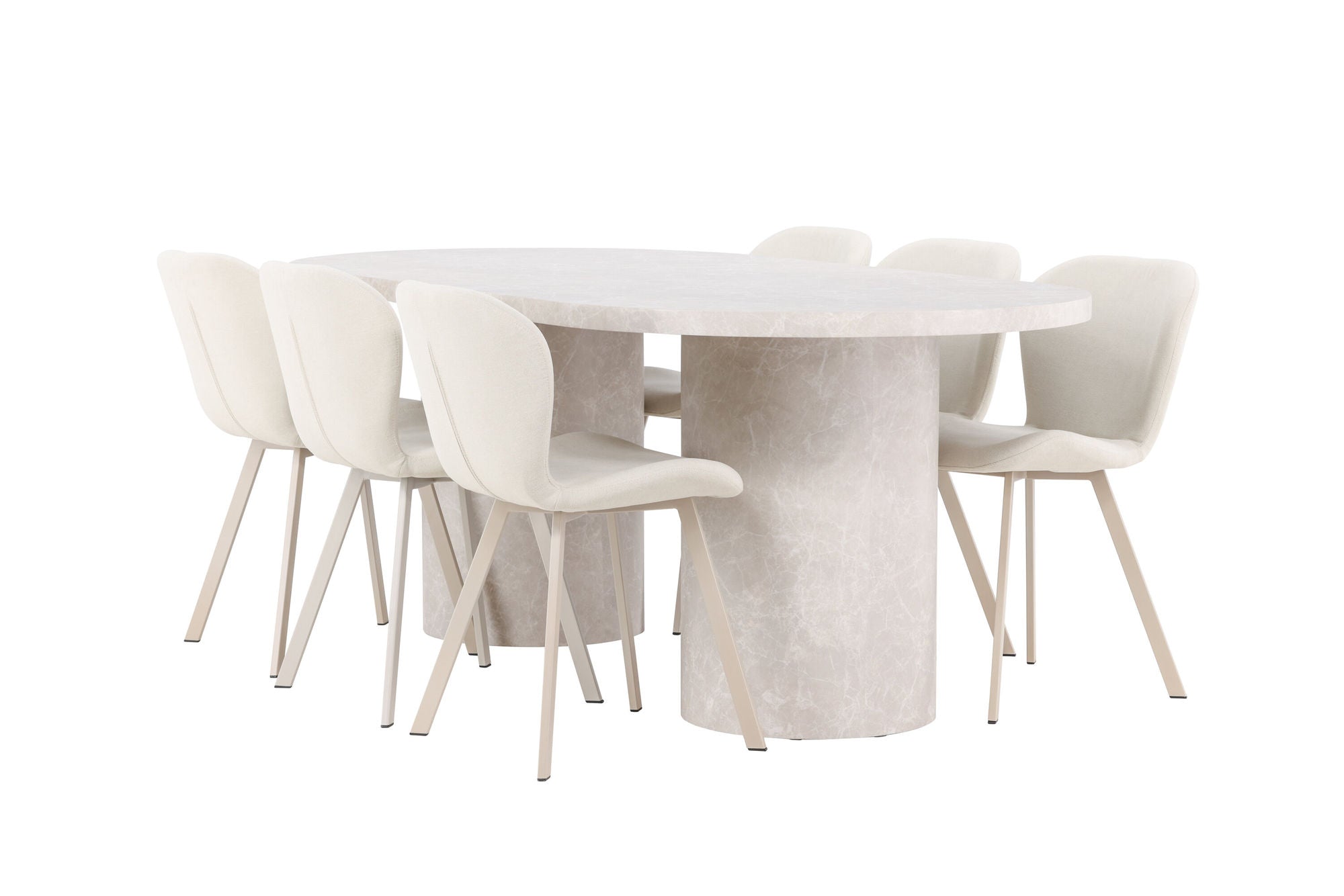 Venture Home Narvik bord - Beige with 6 Lilja stol - Beige