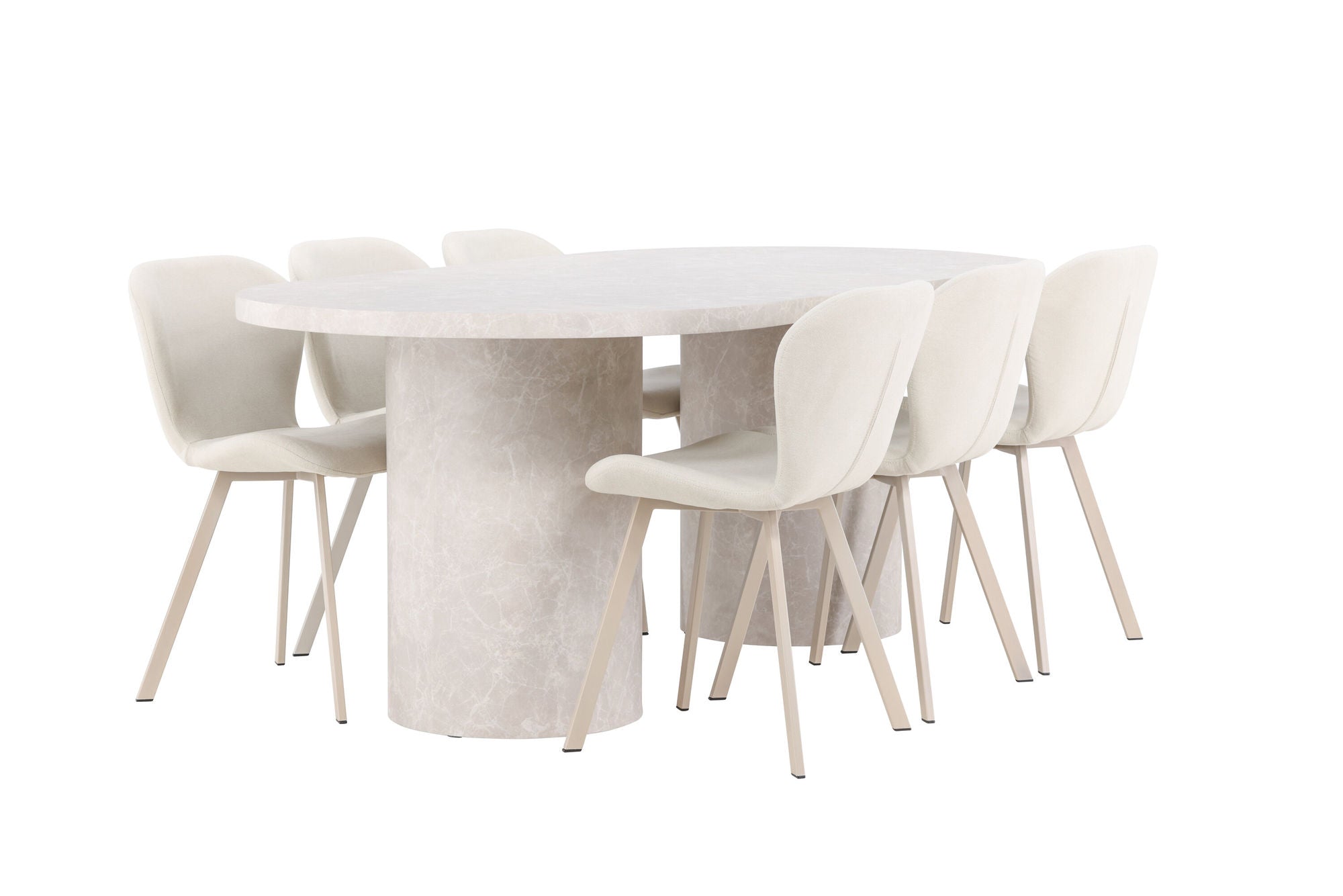 Venture Home Narvik bord - Beige with 6 Lilja stol - Beige