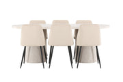Venture Home Narvik bord - Beige with 6 Night stol - Black / Beige