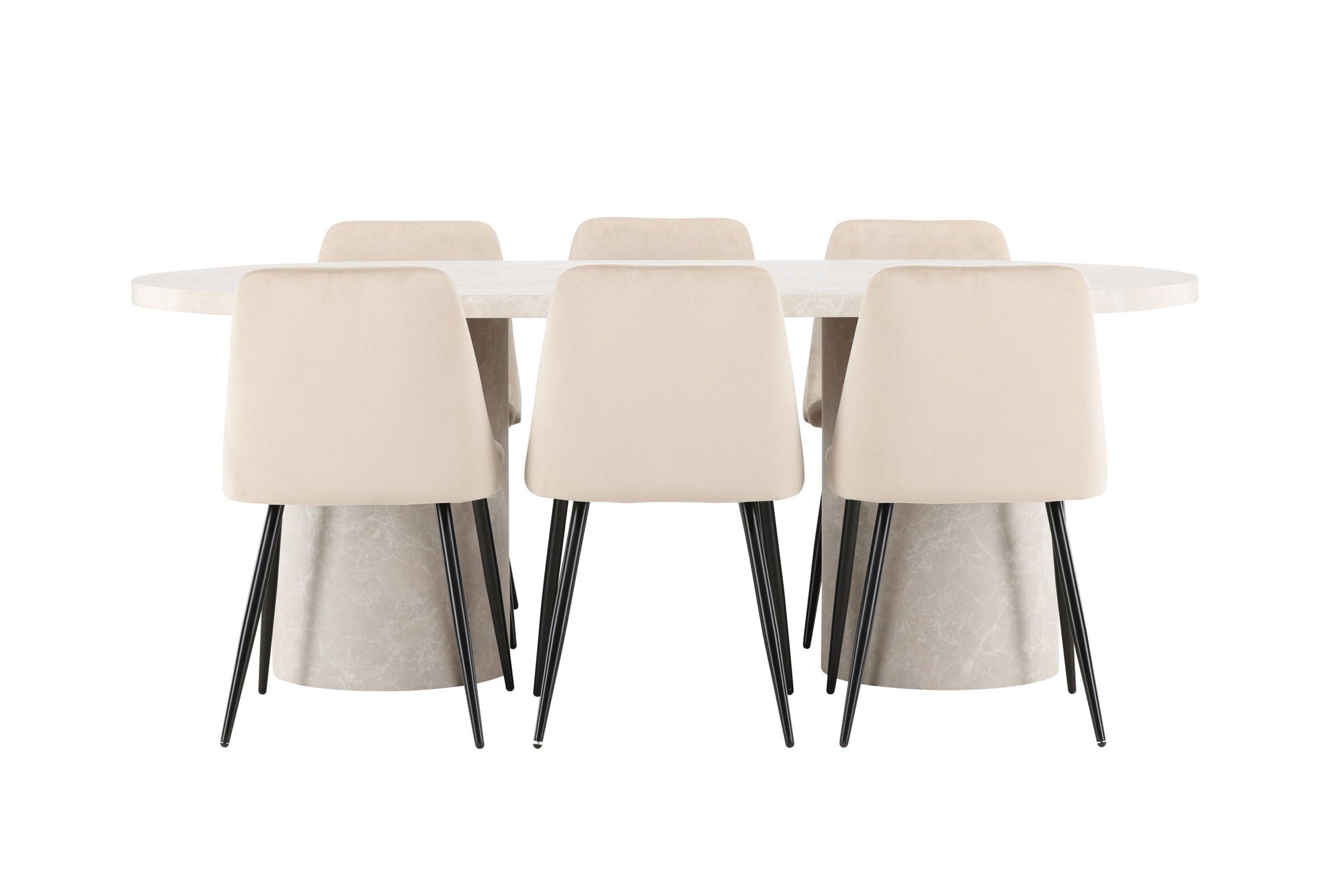 Venture Home Narvik bord - Beige with 6 Night stol - Black / Beige