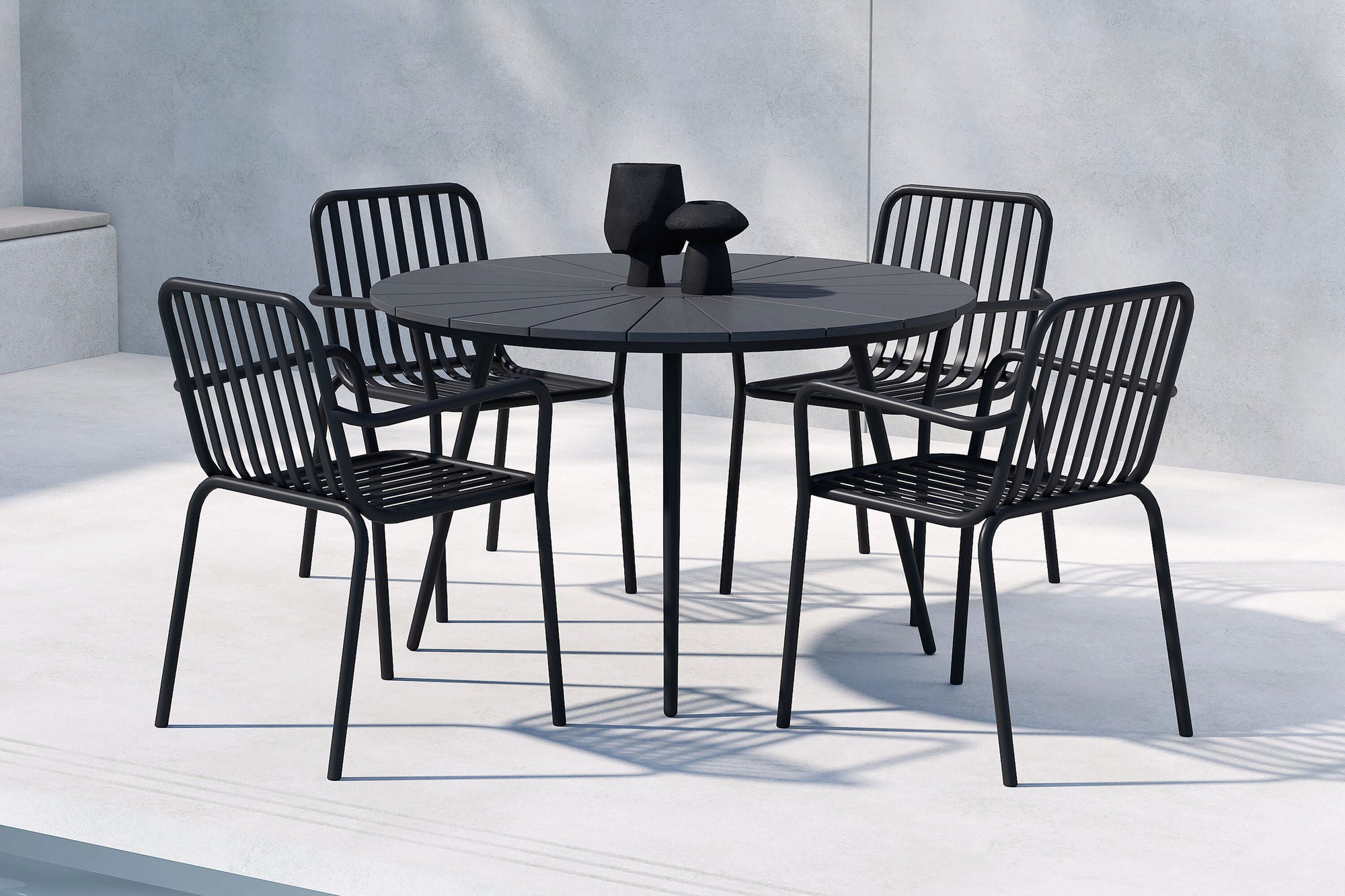 Venture Home San Vito spisebord - Black + Peking Diningchair - Black x 4