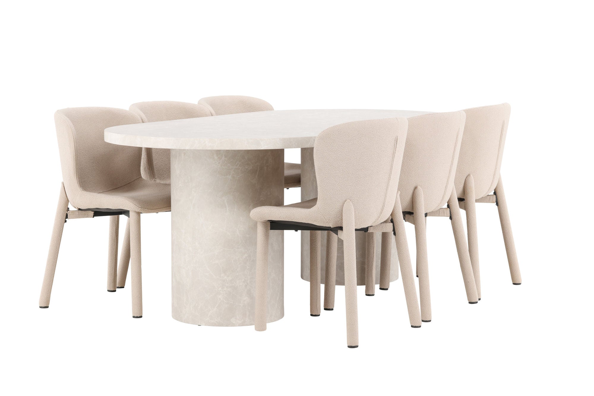 Venture Home Narvik bord - Beige with 6 Astoria stol - Beige
