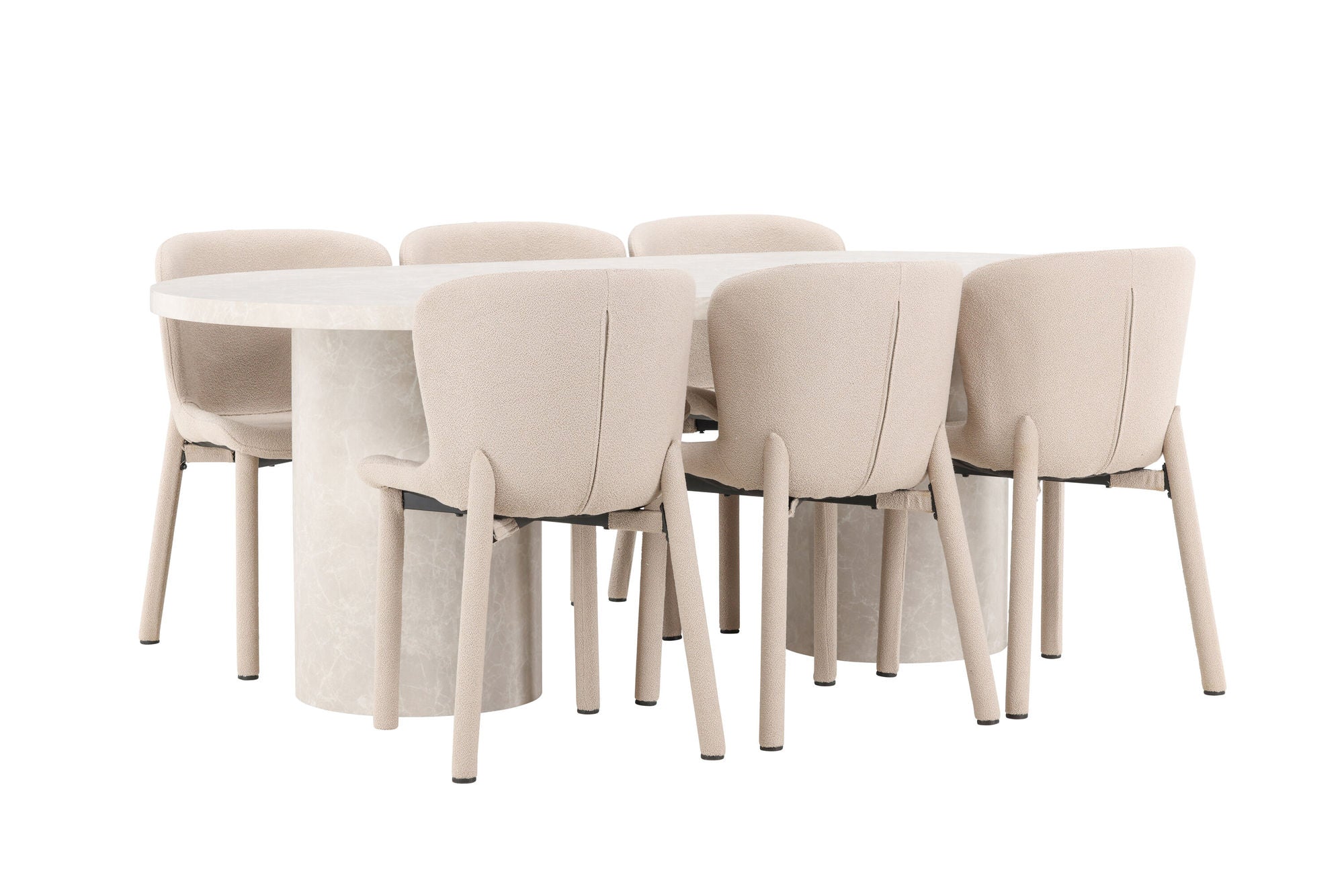 Venture Home Narvik bord - Beige with 6 Astoria stol - Beige