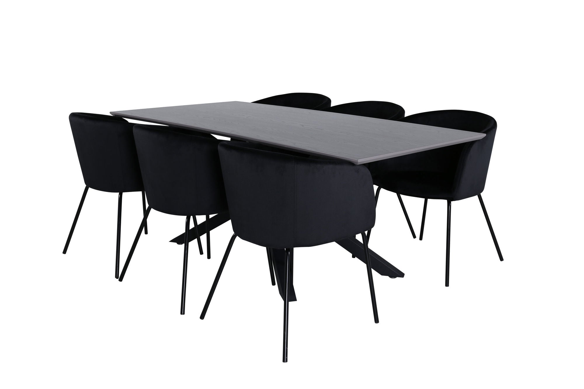 Venture Home Piazza spisebord , Black Grey Veneer+Berit stol , Black Black Velvet_6