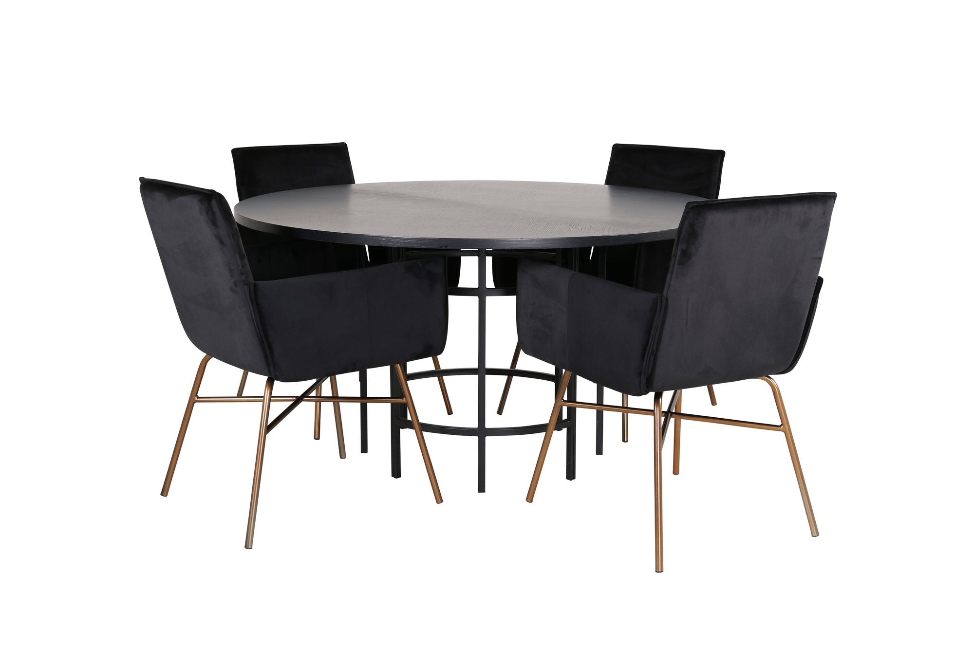 Venture Home Copenhagen - spisebord round - Black / Black+Petra stol - Distressed Copper / Black Velvet_4